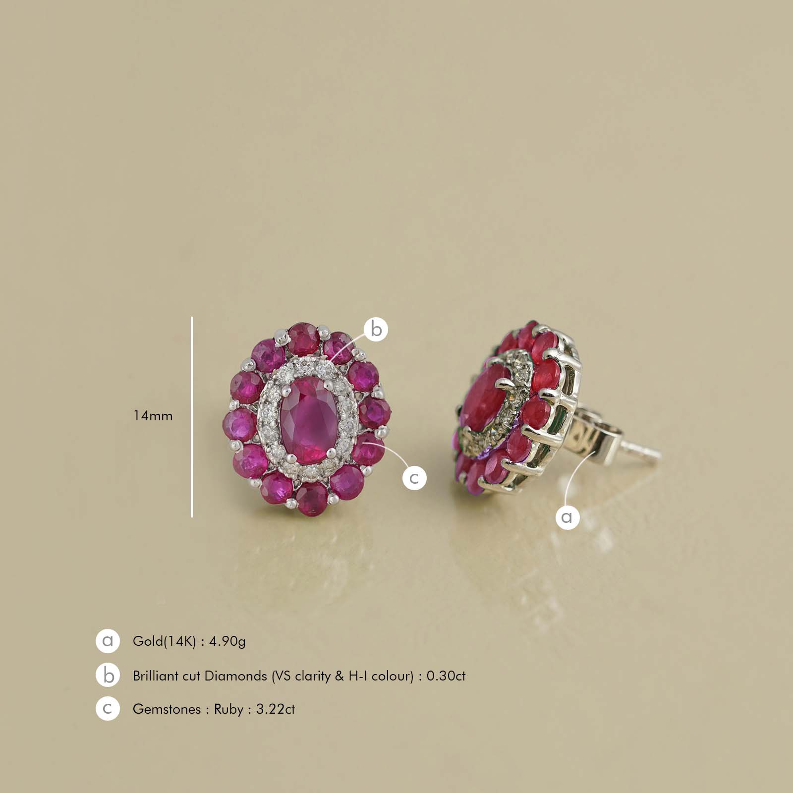 Azure Ruby Ear Studs