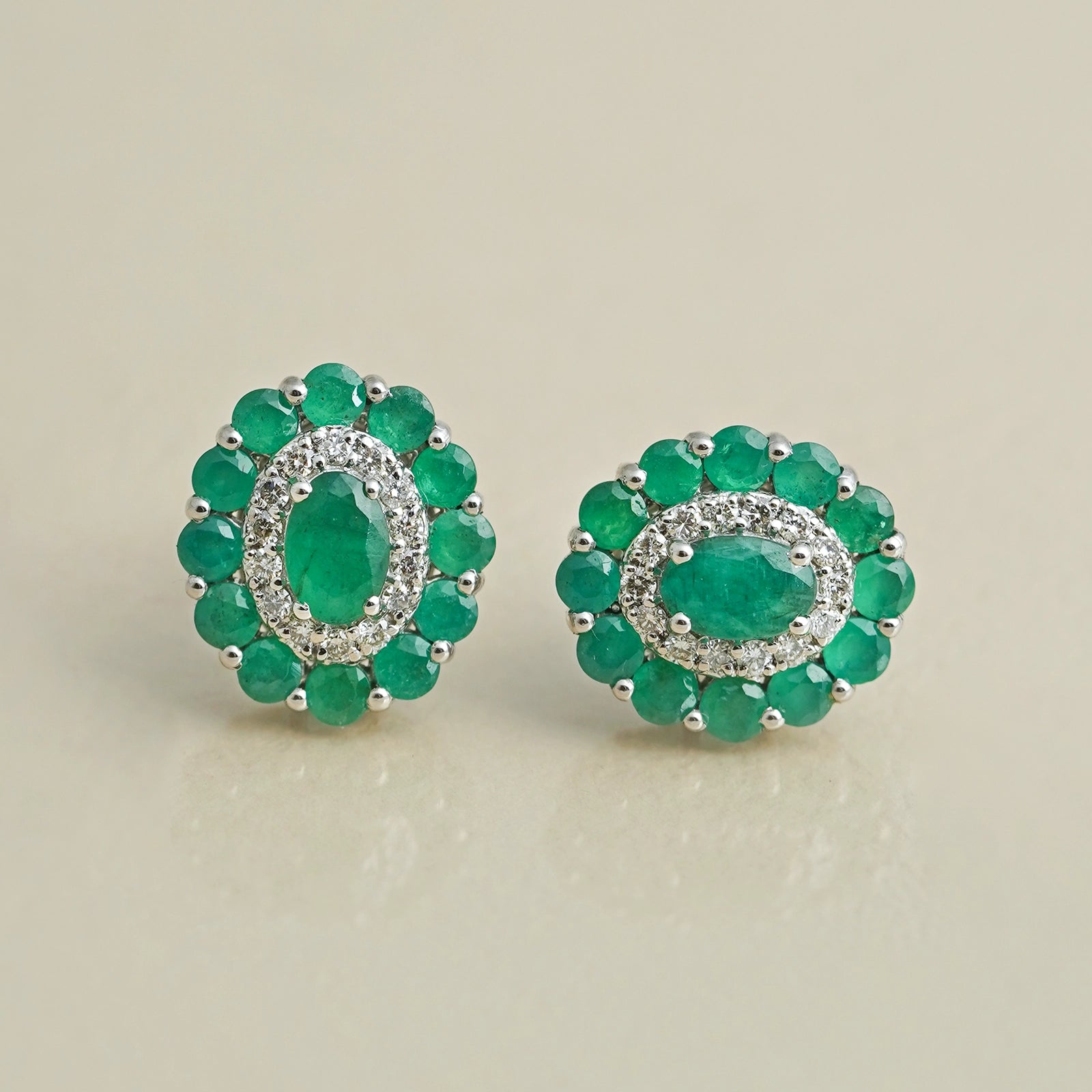 Azure Emerald Ear Studs