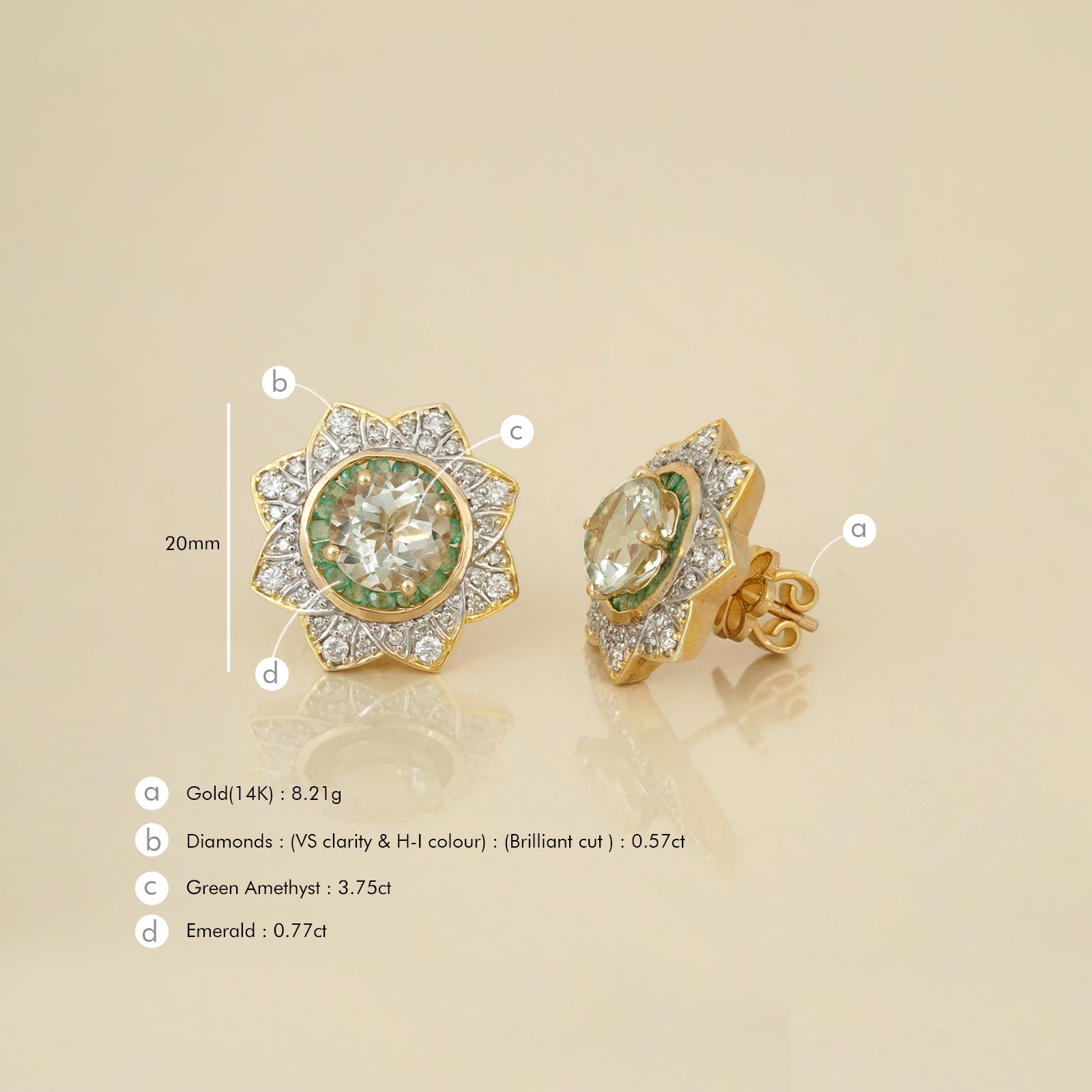 Florence Olive Ear Studs