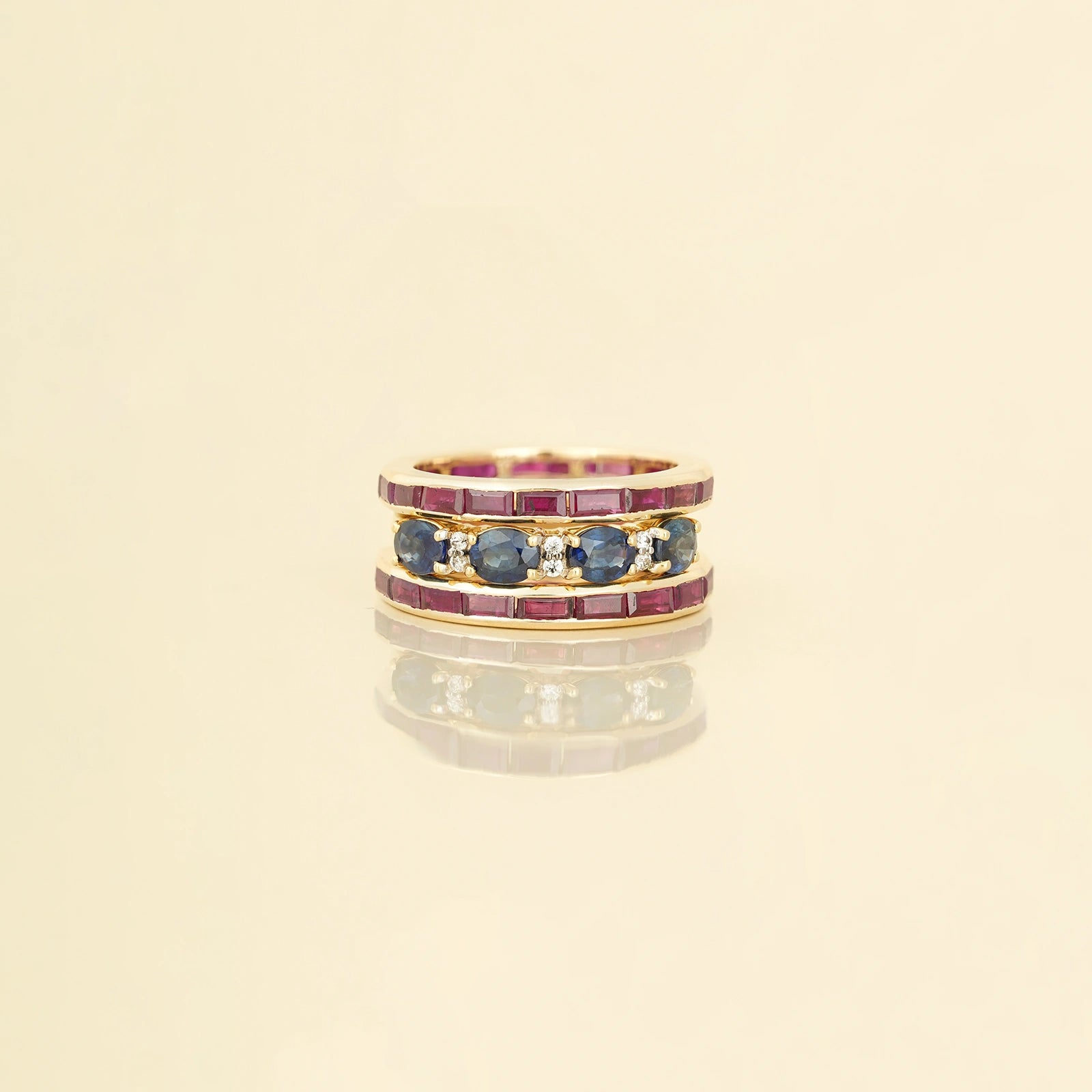 Jessica Blue Sapphire & Ruby Ring Set