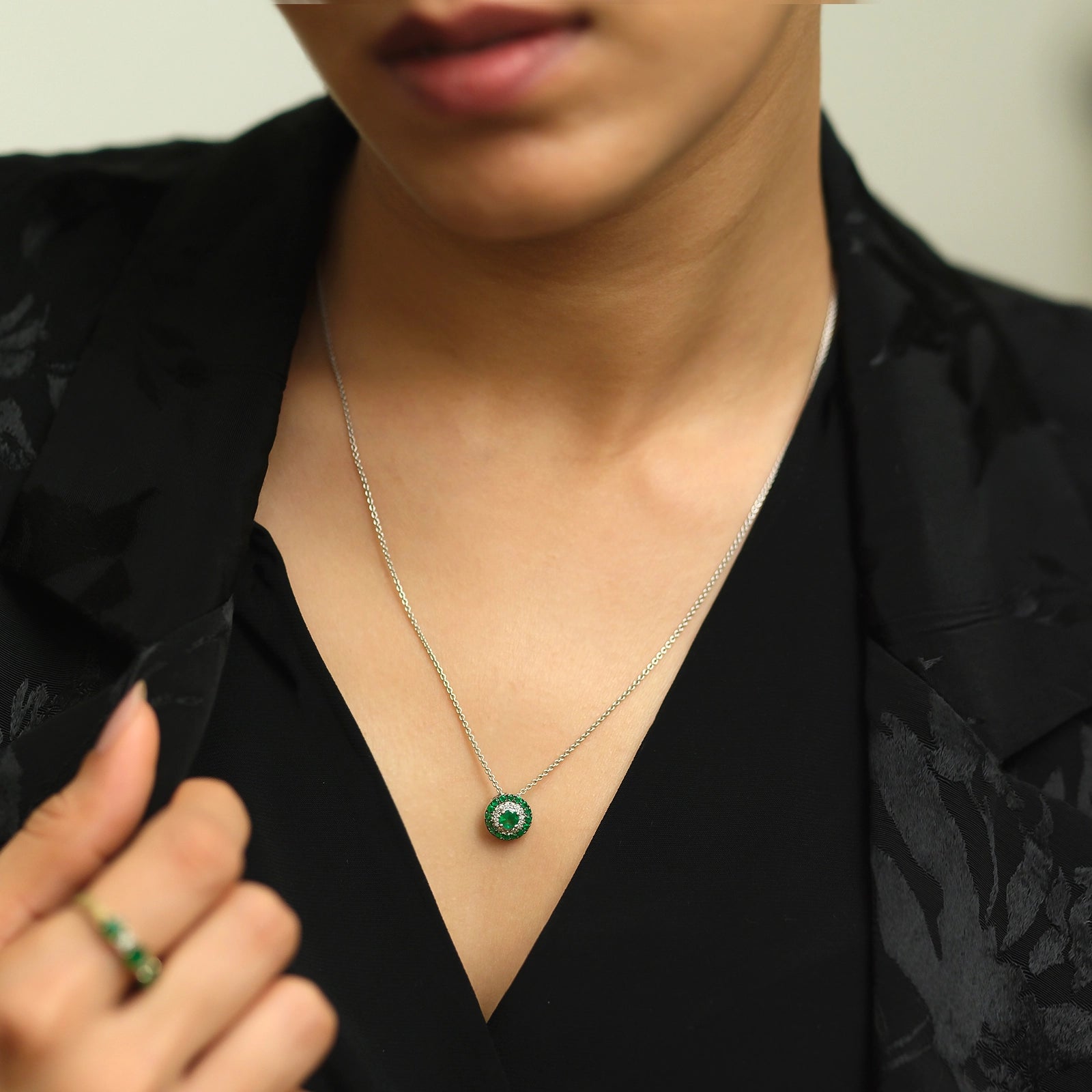 Azure Emerald Pendant Necklace