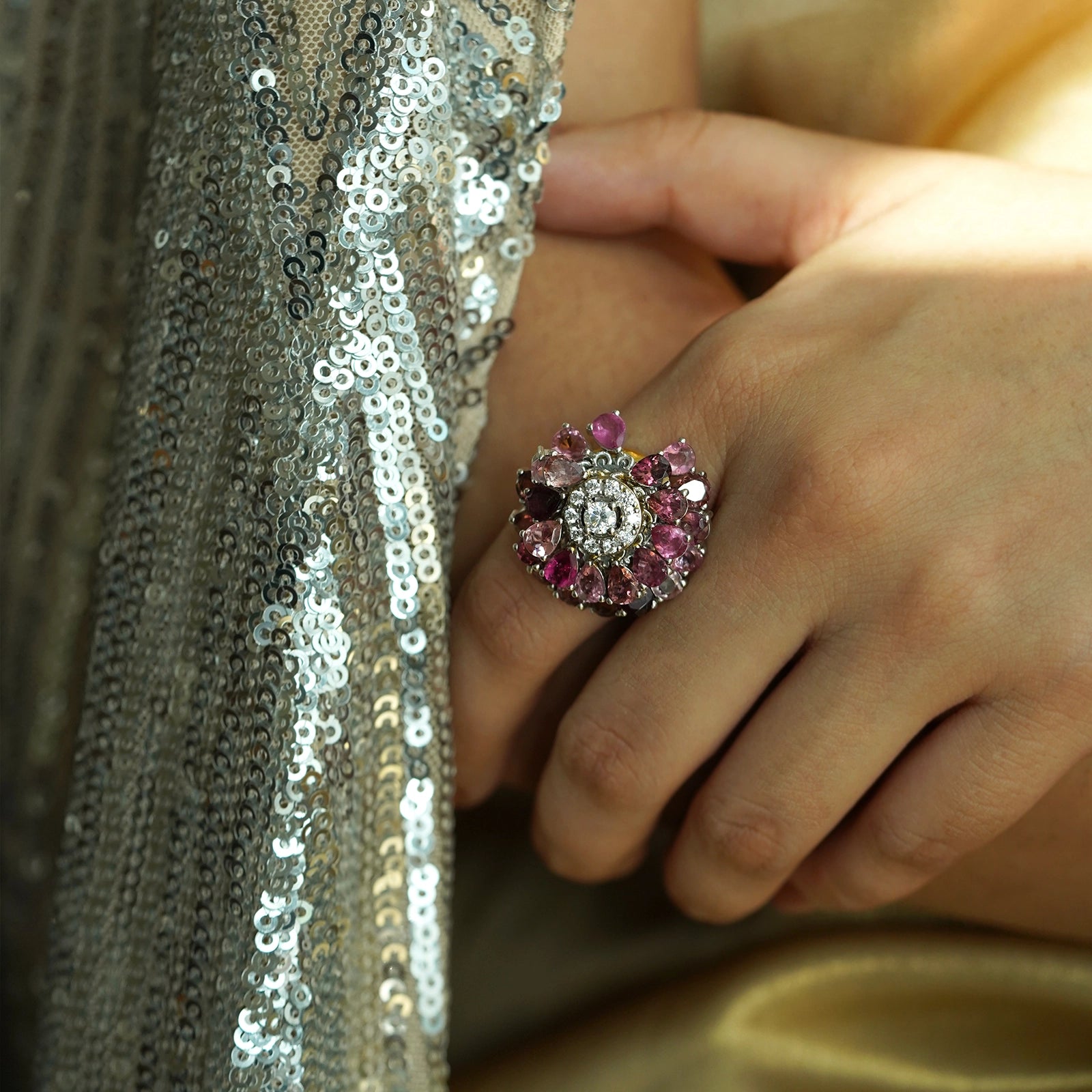 Sapphire dahlia diamond online ring