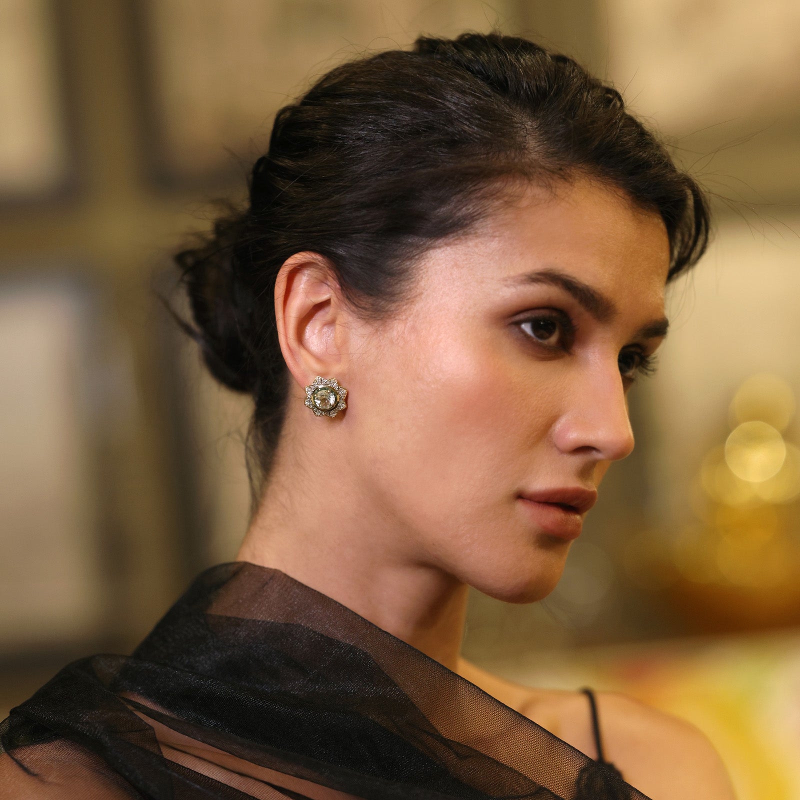 Florence Olive Ear Studs