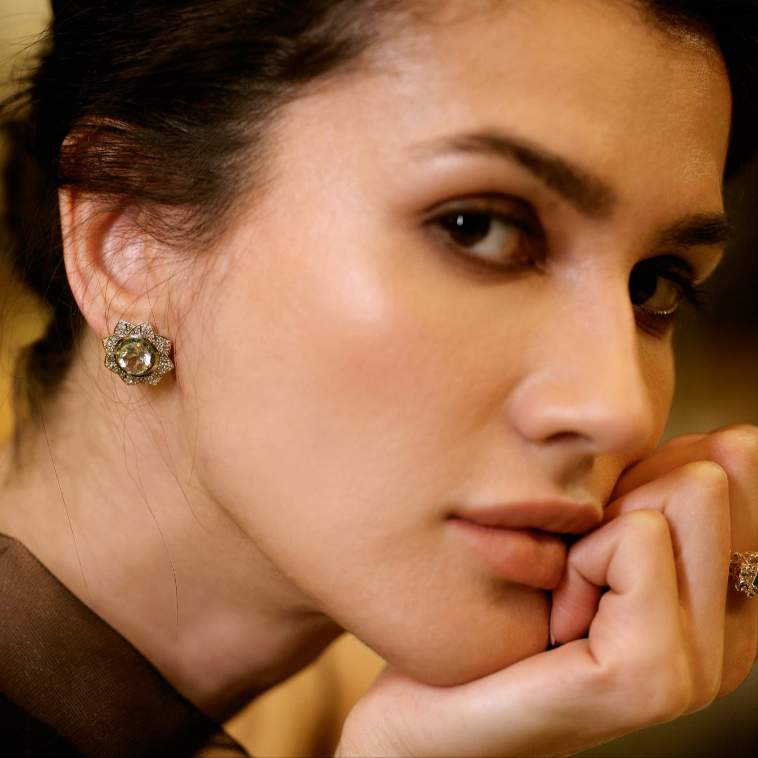 Florence Olive Ear Studs