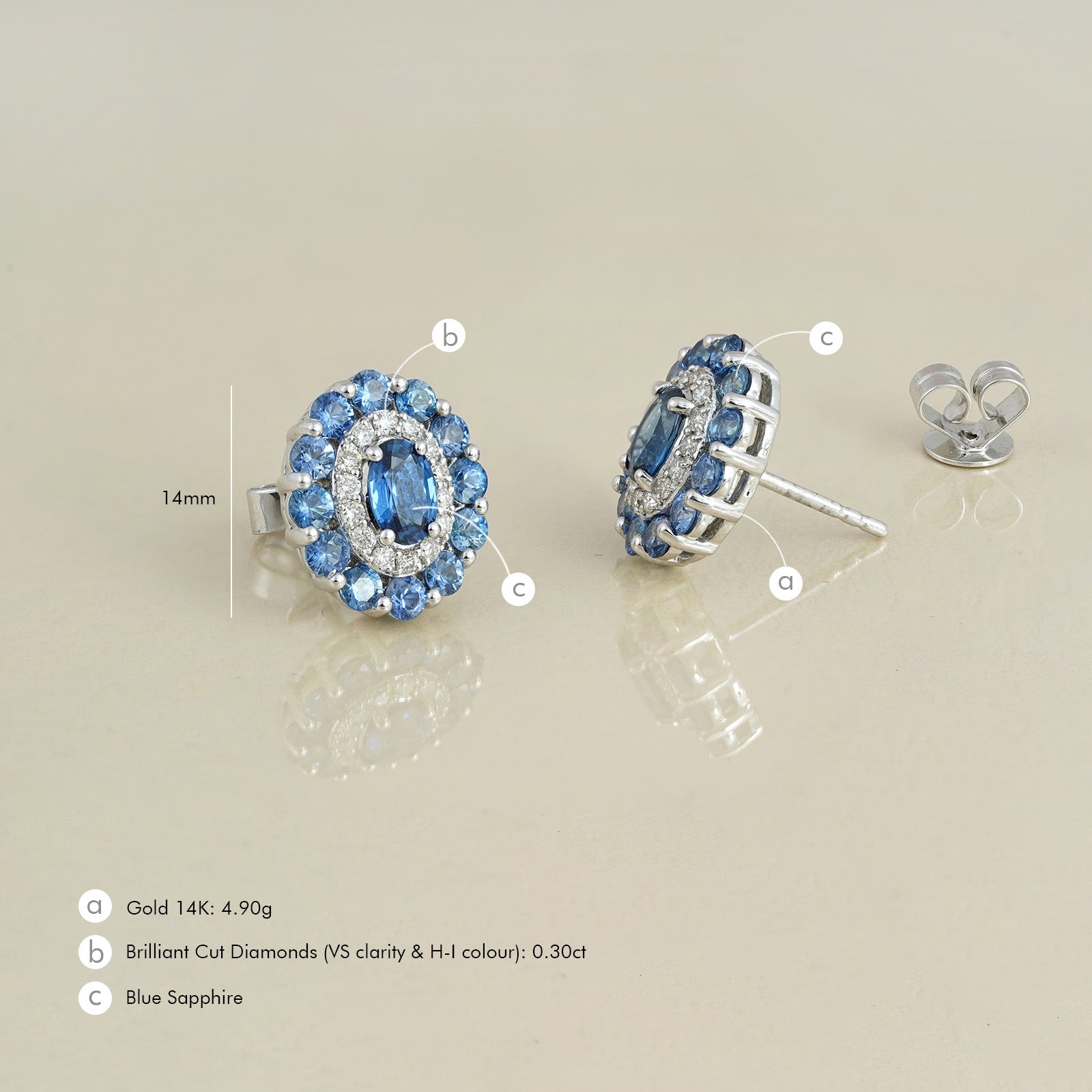 Azure Sapphire Ear Studs