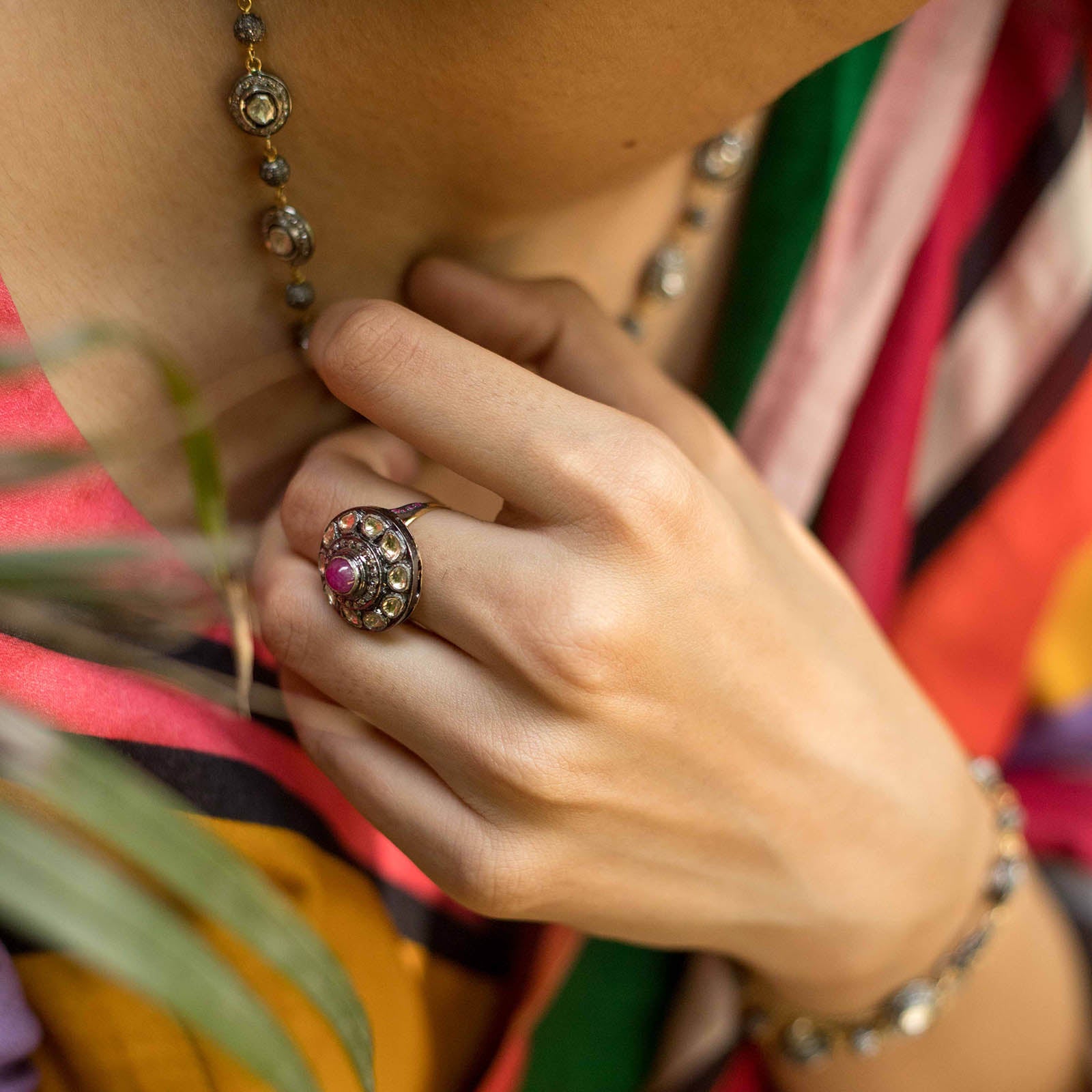 Uncut Diamond and Ruby Ring