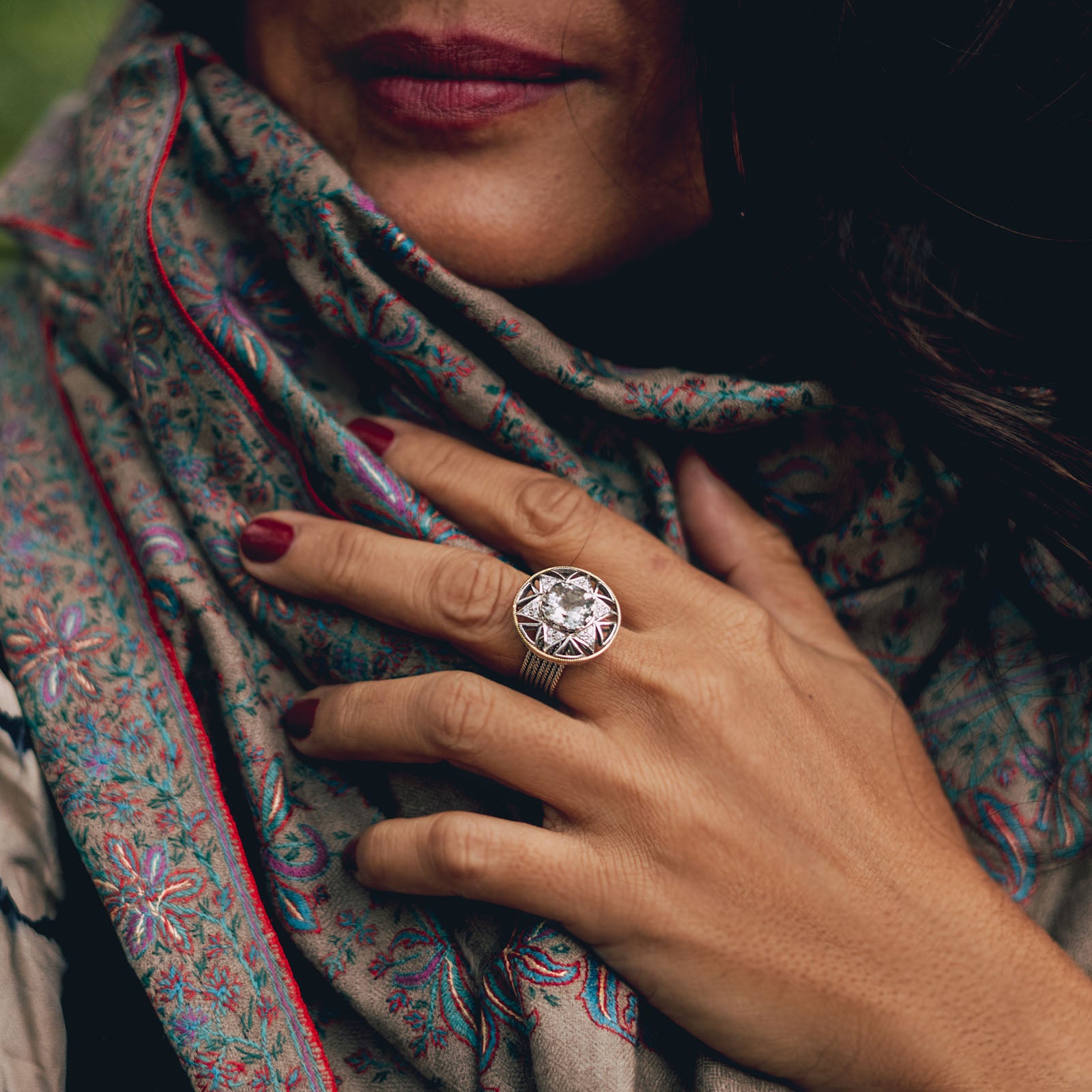 Gold Amethyst and Diamond Ring