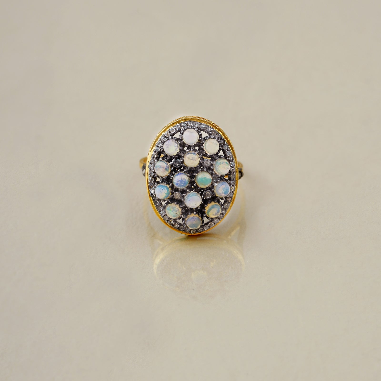 Gold Diamond and Opal Ring