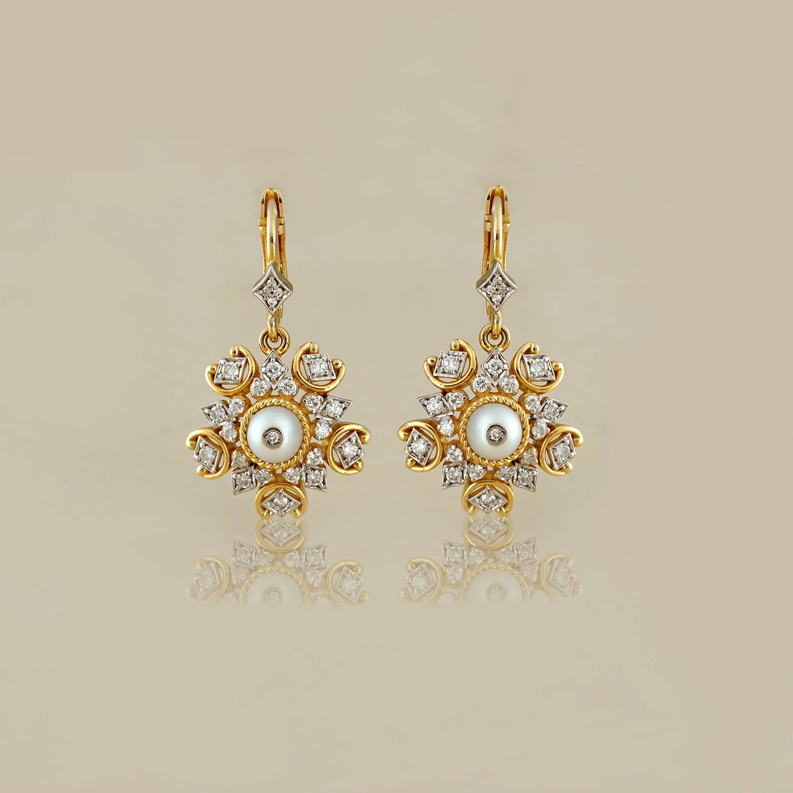 Ira Diamond and Pearl Earrings