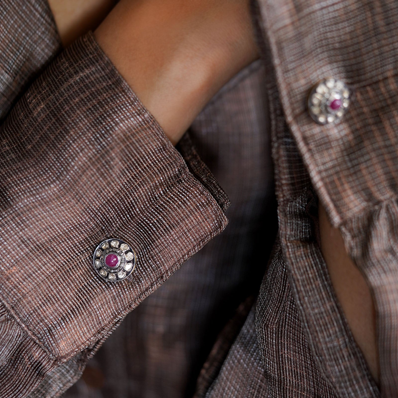 Uncut Diamond and Ruby Cufflinks