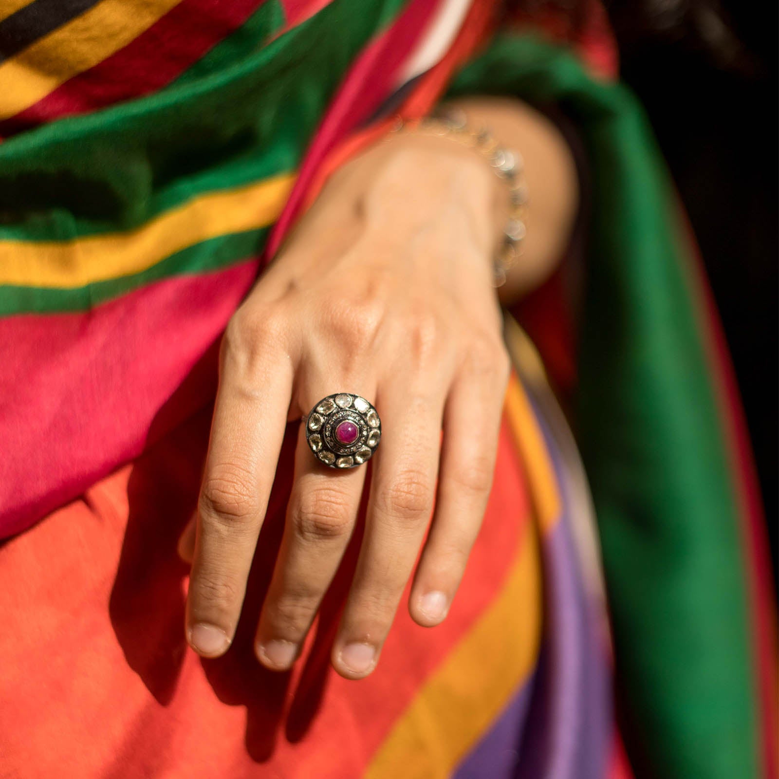 Uncut Diamond and Ruby Ring