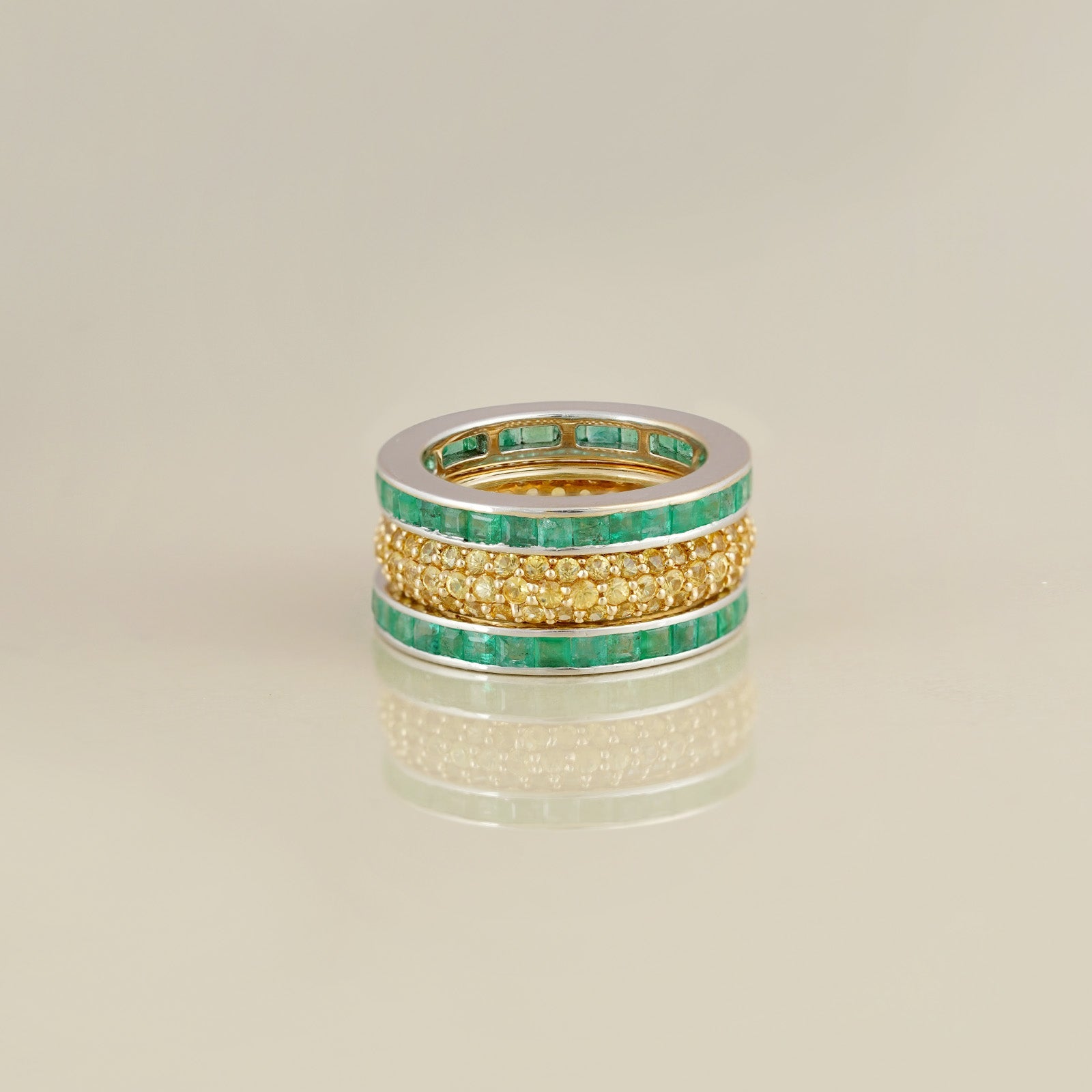 Emerald and Yellow Sapphire Stackable Ring Set