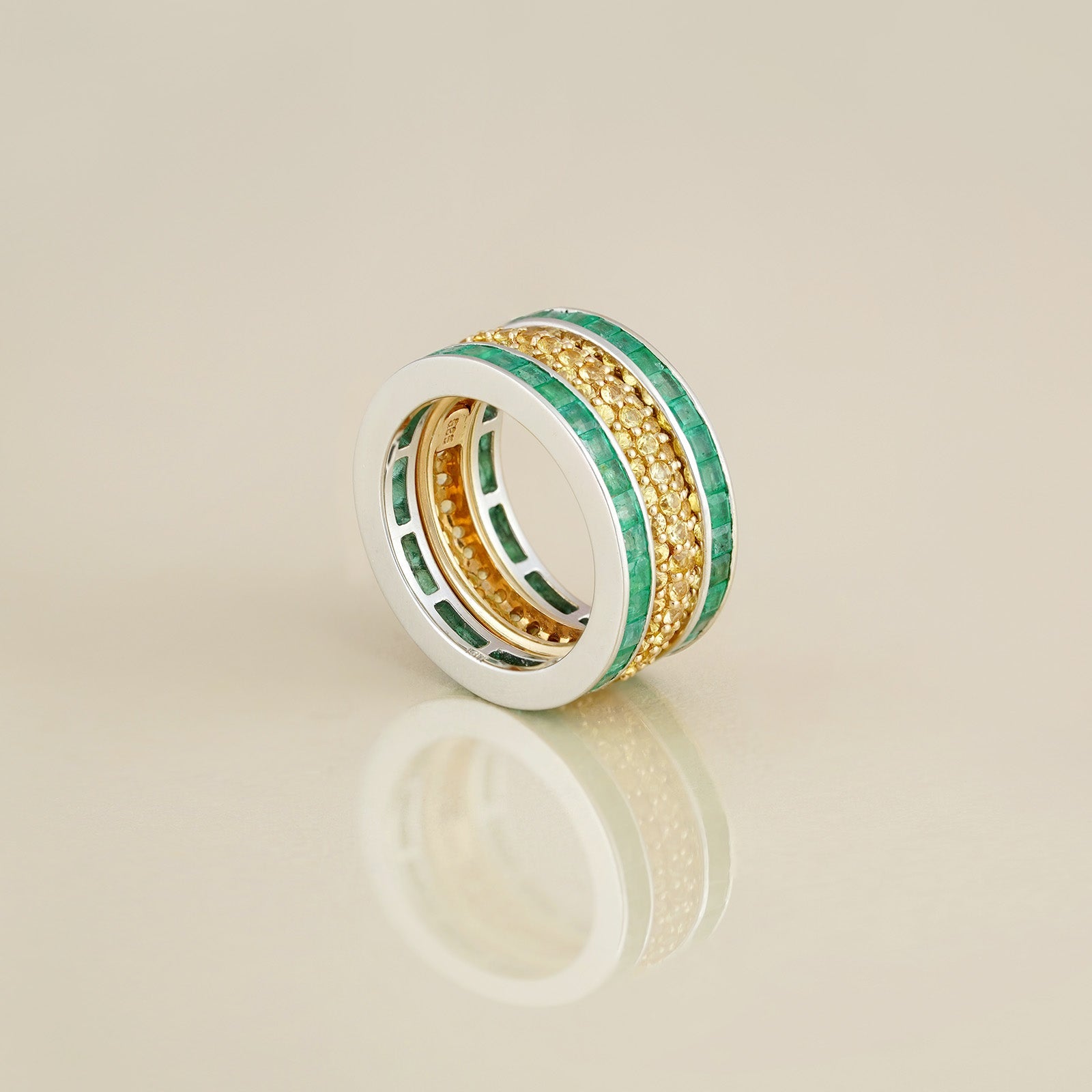 Mila Emerald & Yellow Sapphire Ring set