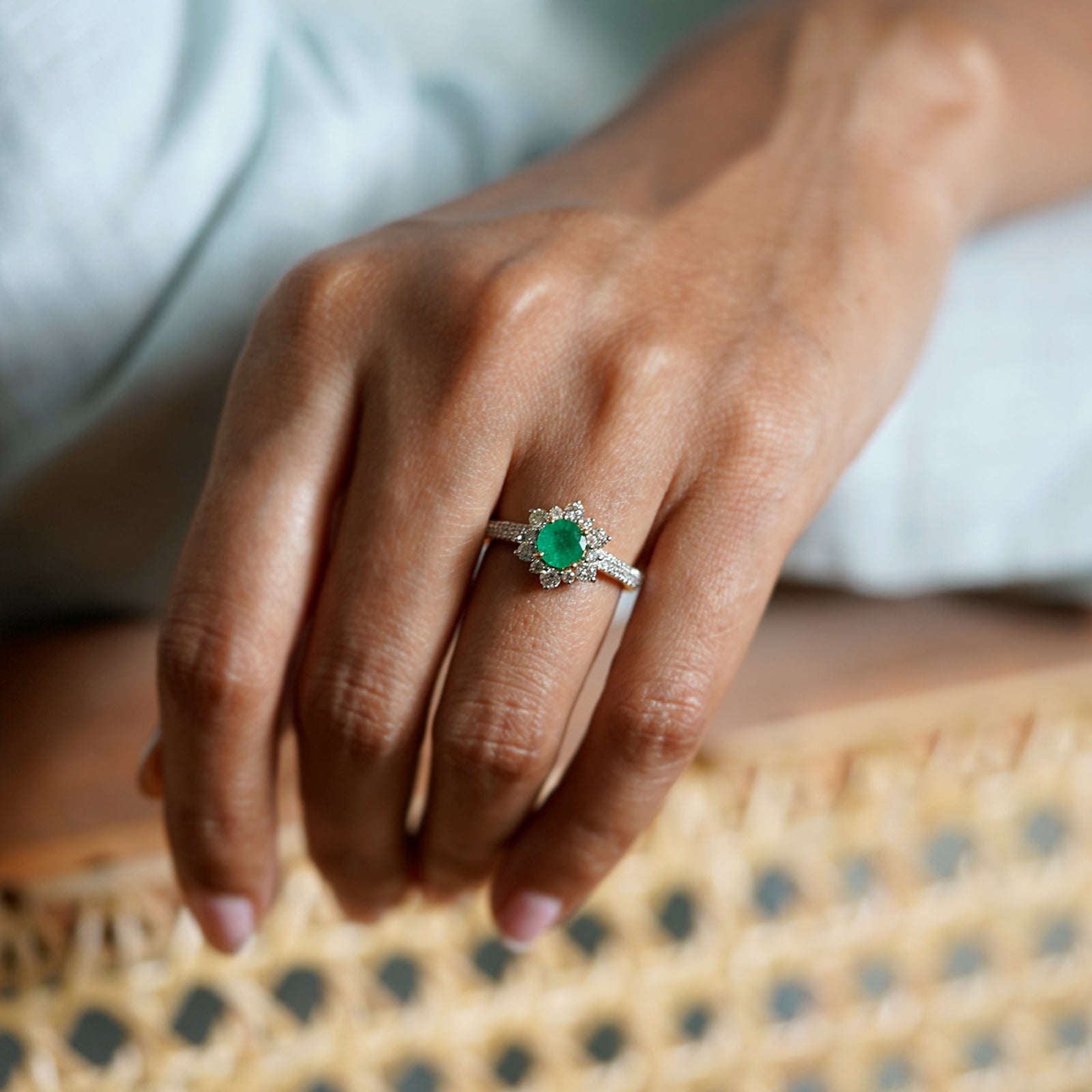 Gold Diamond and Emerald Ring