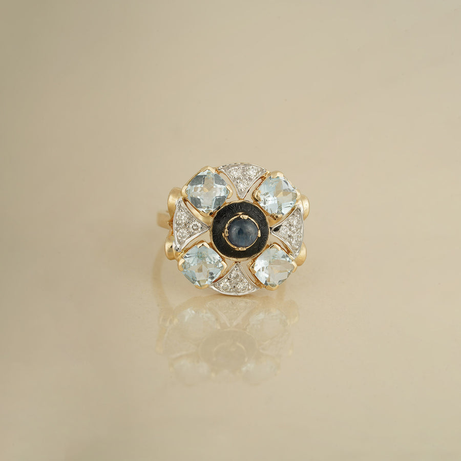  Blue Sapphire and Diamond Ring