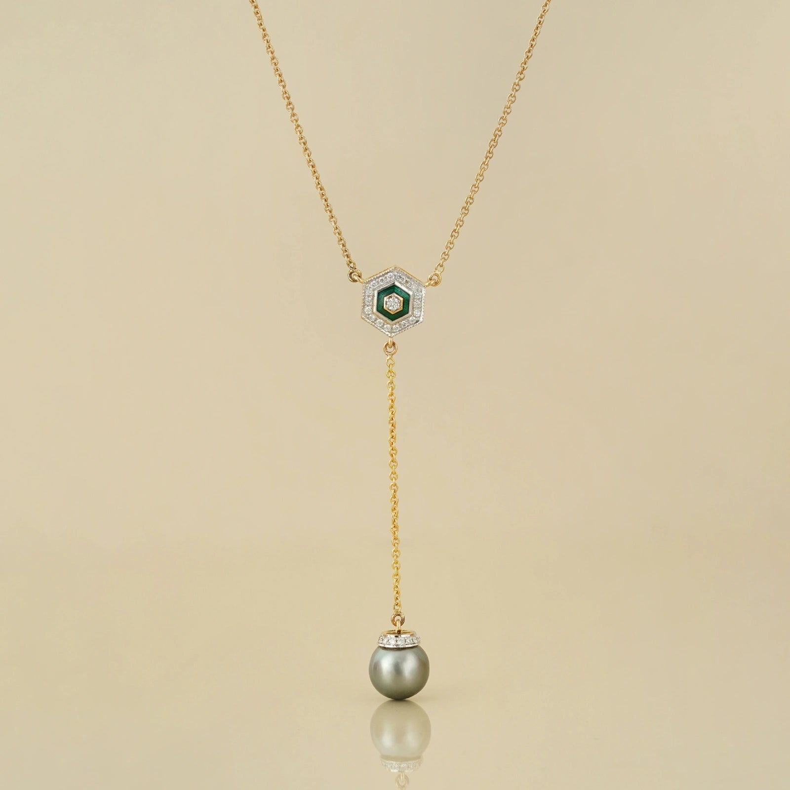 Hexa Tahitian Pearl Lariat Necklace