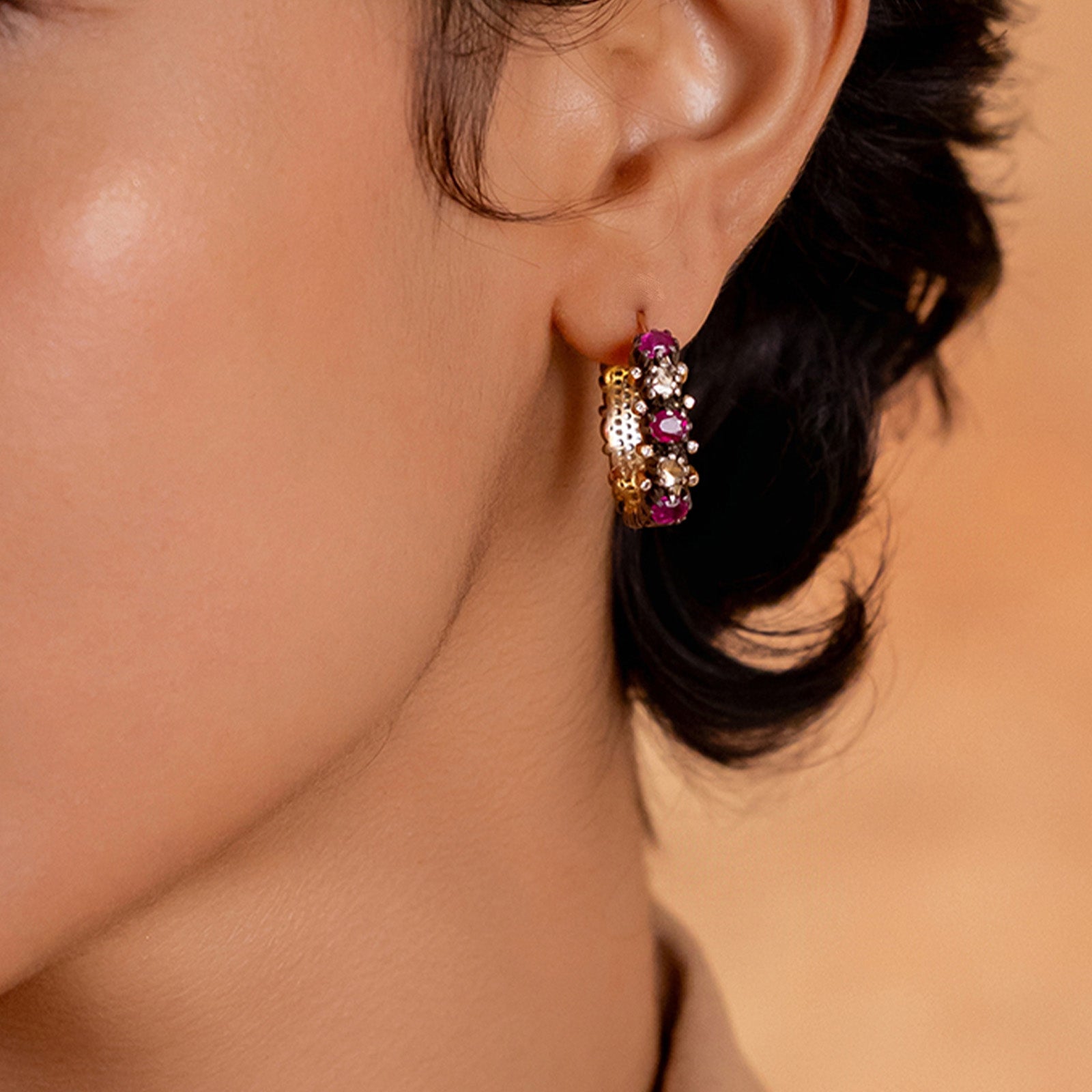 Rumi Ruby Hoop Earrings