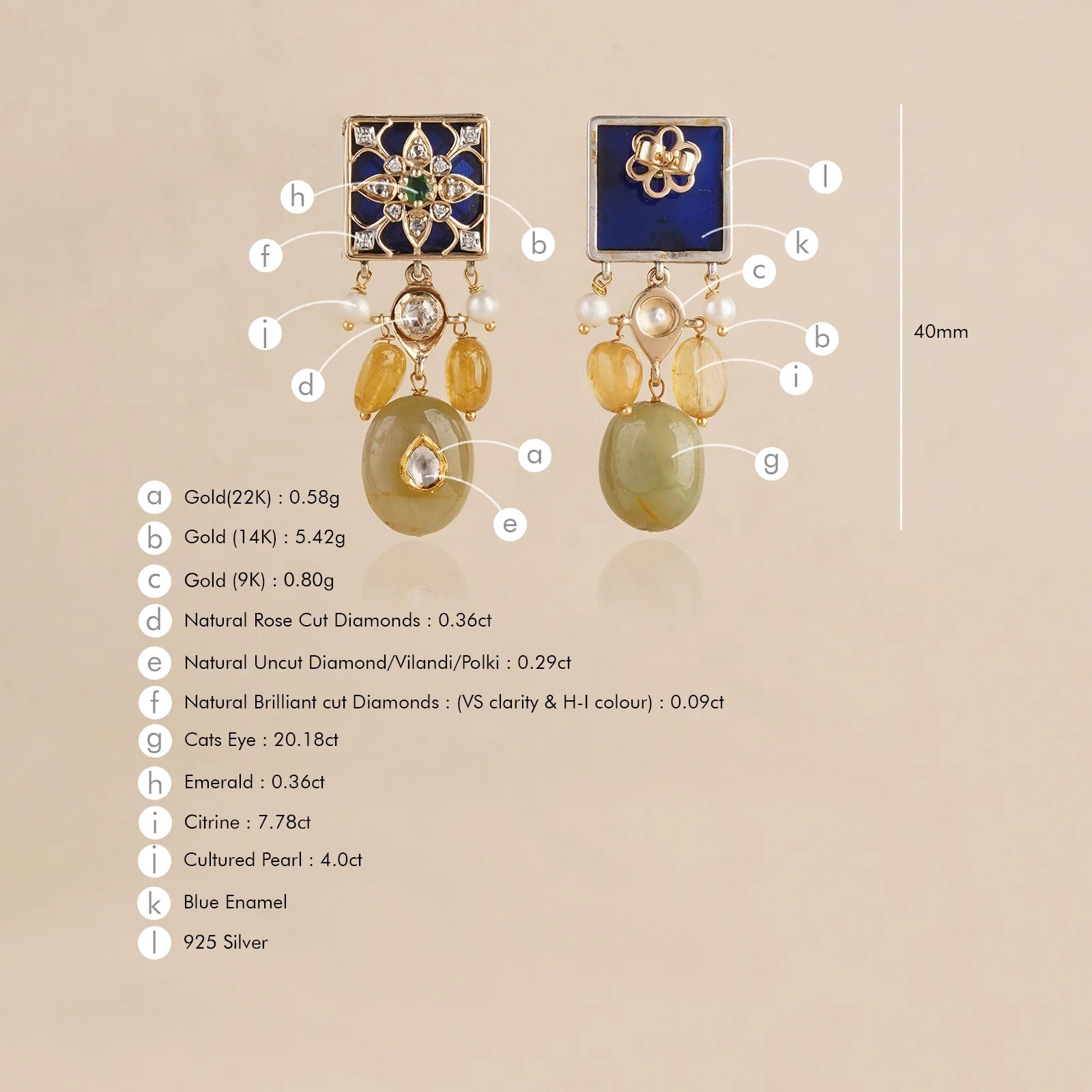 Arya Cobalt Blue Earrings