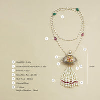 Cutch Gold Silver Diamond Emerald Ruby and Pearl Tassel Necklace