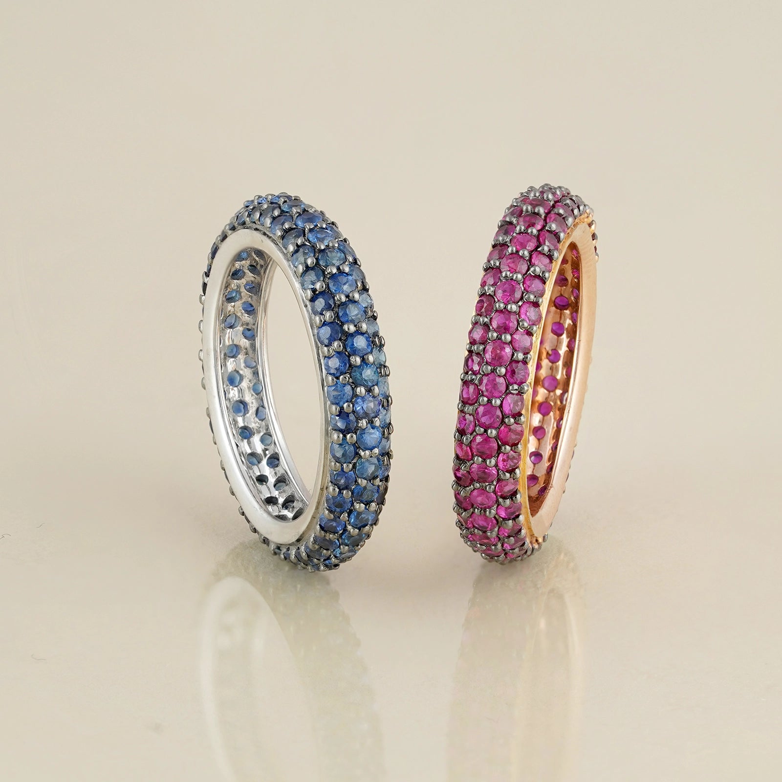 Ella Ruby & Blue Sapphire Ring Set