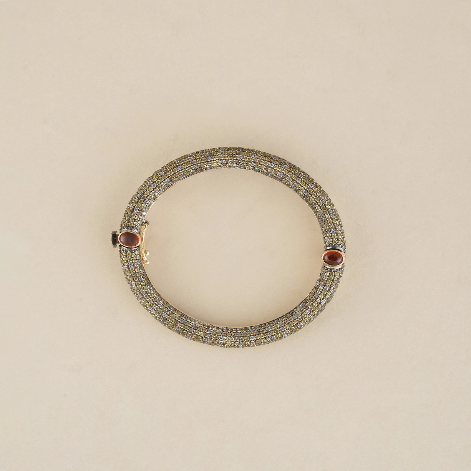 14K Gold sapphire and hessonite Faye Honey Bangle