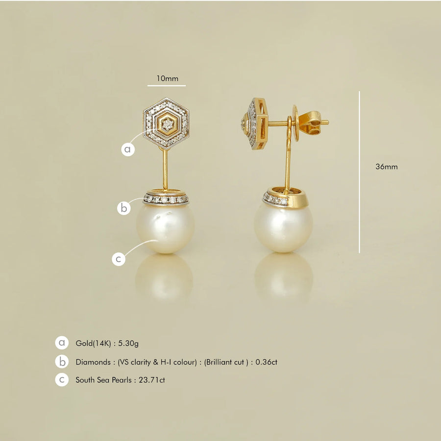 Hexa South Sea Pearl Earrings