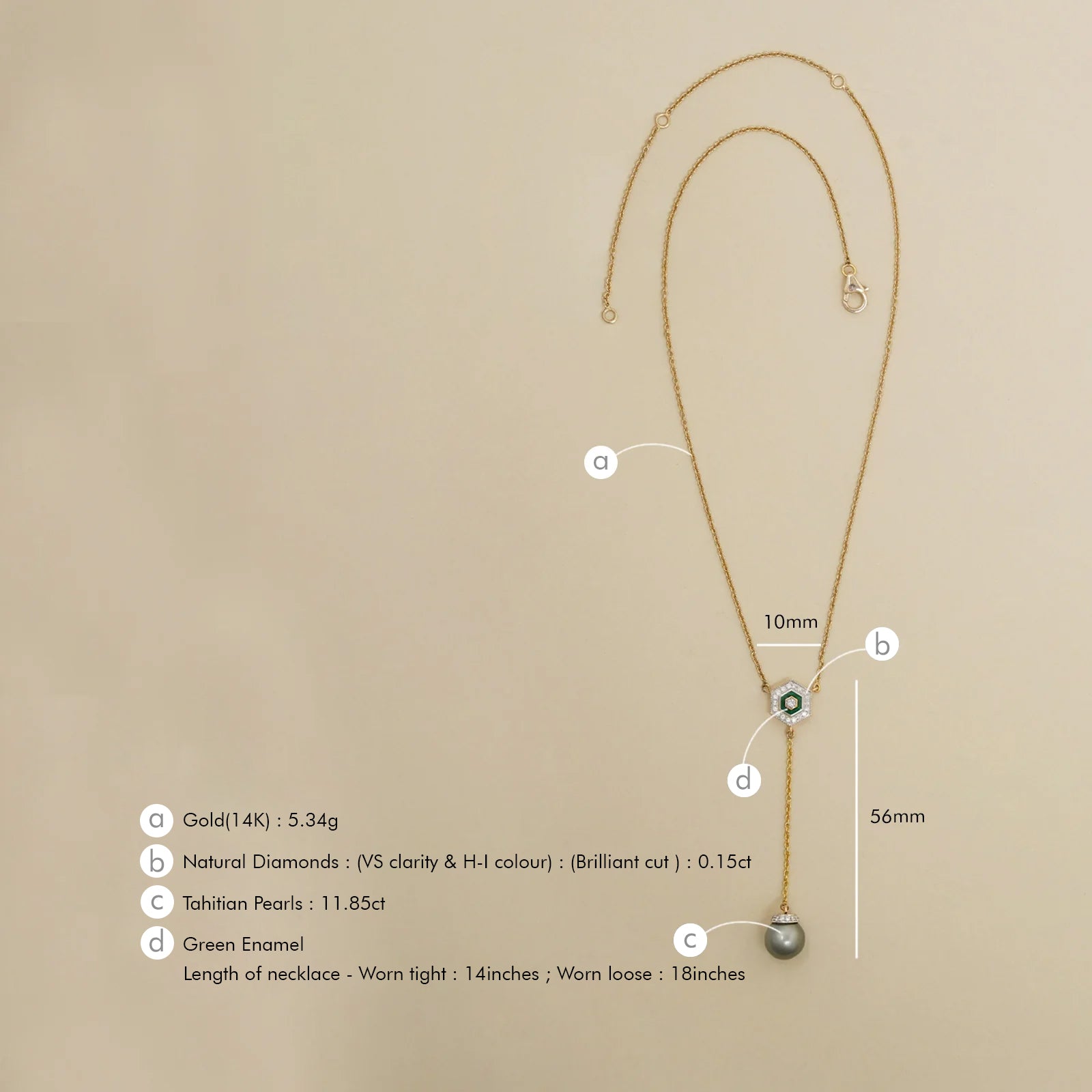 Hexa Tahitian Pearl Lariat Necklace