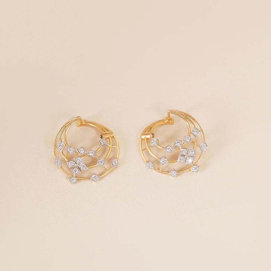14K Gold and diamond Michelle hoop Earrings