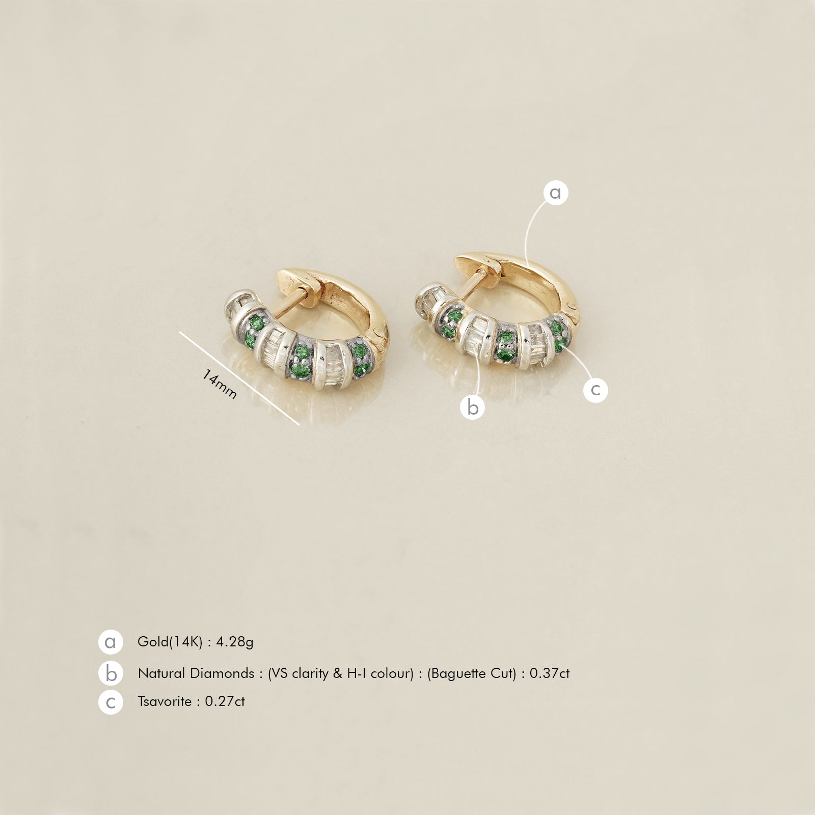 Paris Tsavorite Mini Hoop Earrings