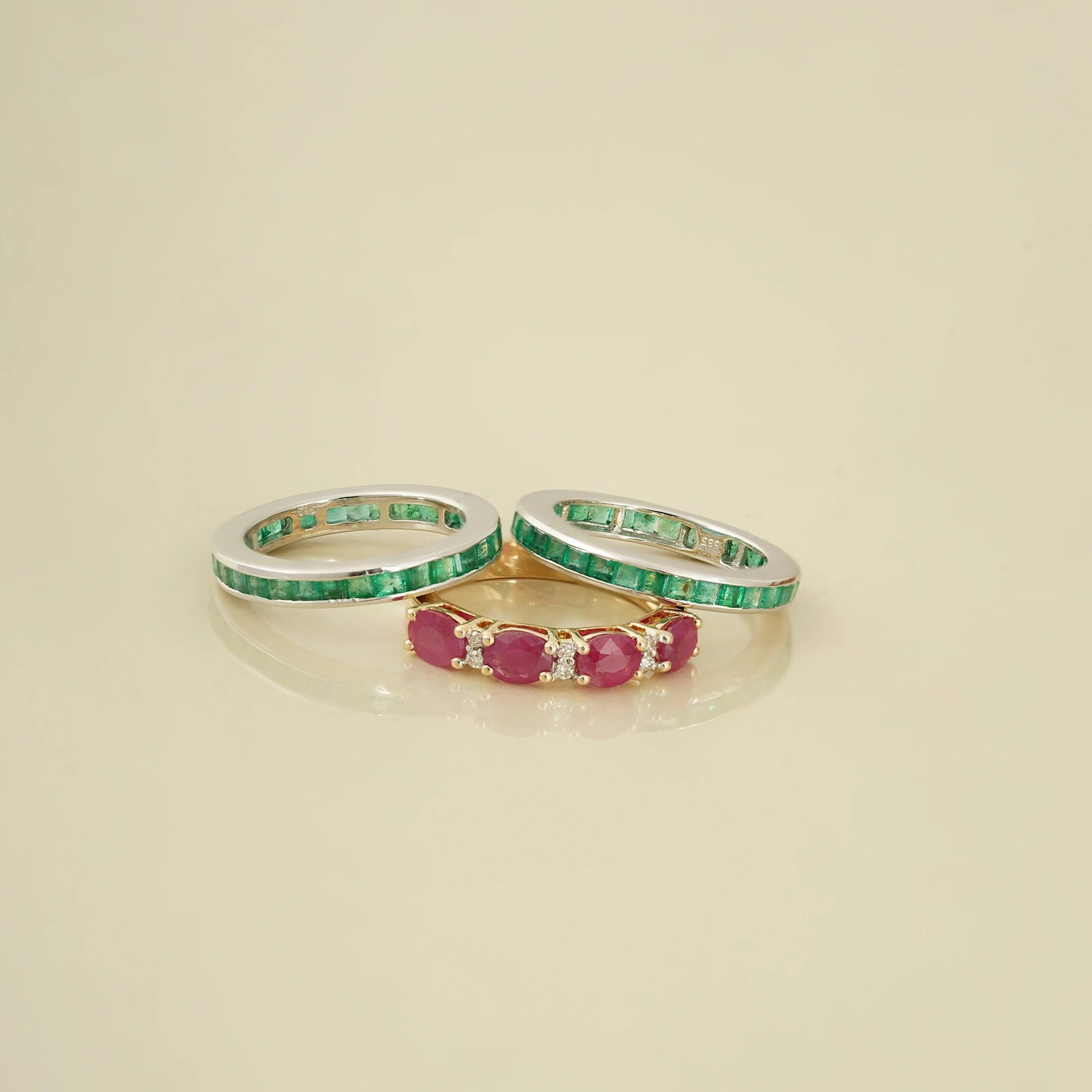 Jessica Blue Sapphire & Ruby Ring Set