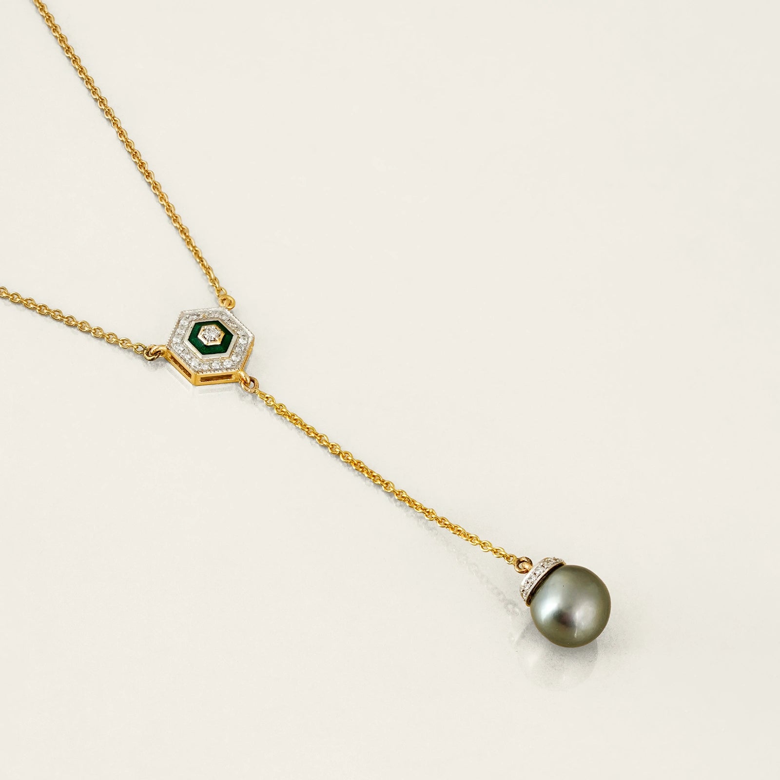 Hexa Tahitian Pearl Lariat Necklace
