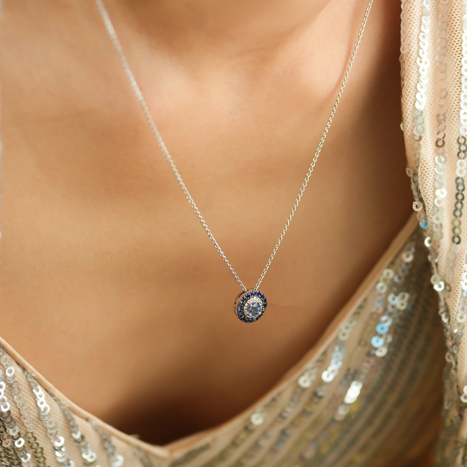 Azure Sapphire Pendant Necklace