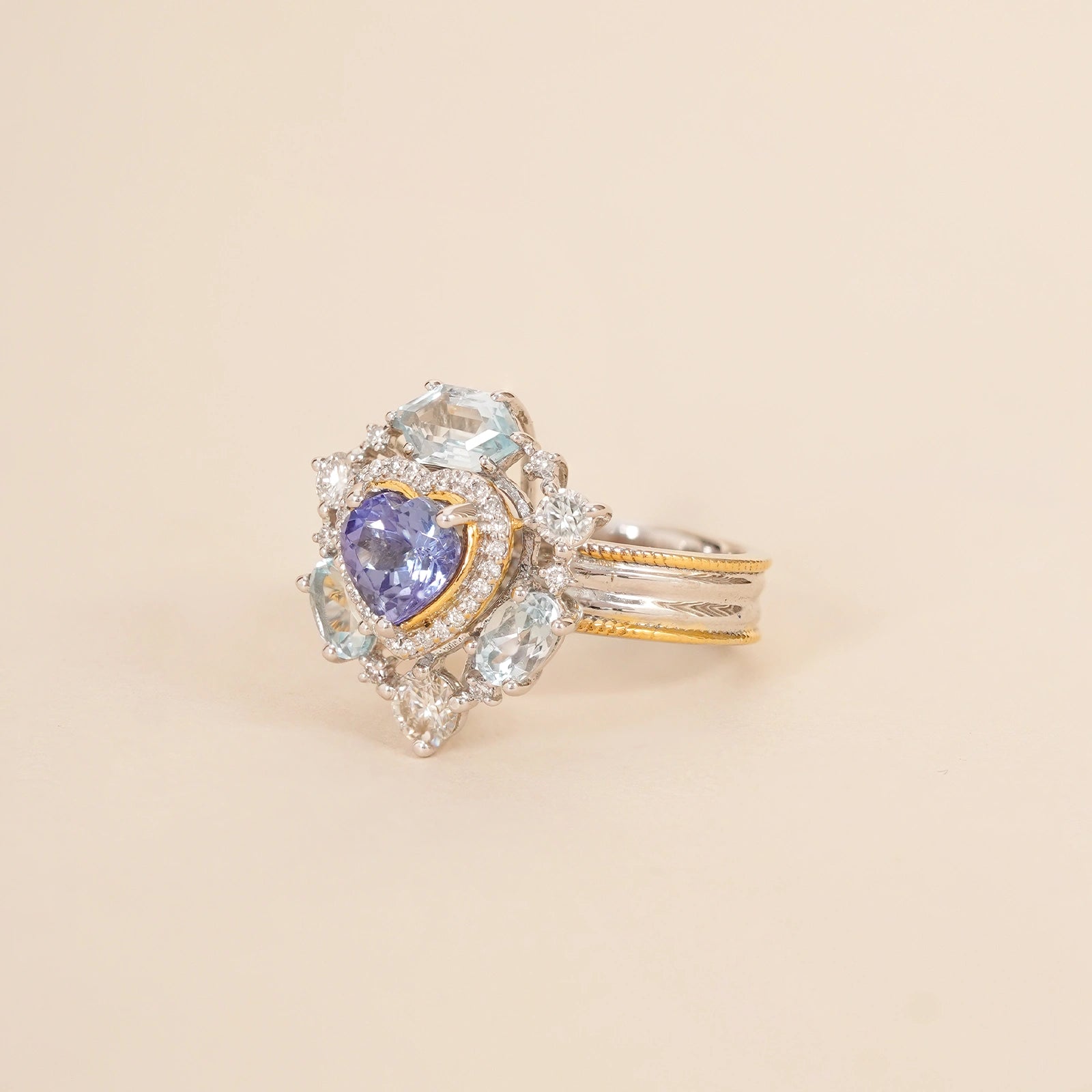 14K Gold diamond and tanzanite Amalfi sky ring