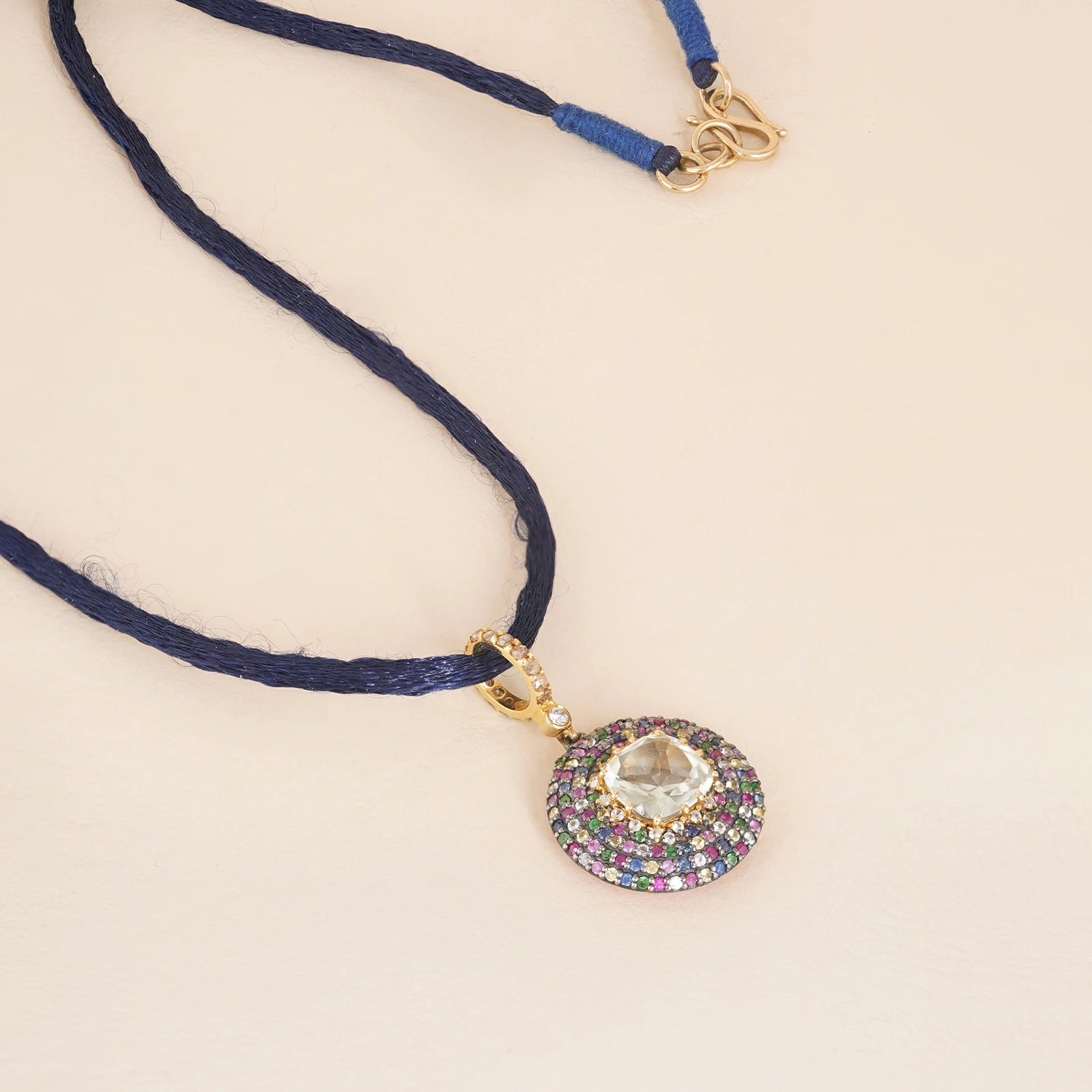 Sapphire and amethyst micro-pavé Felix orchid Pendant Necklace