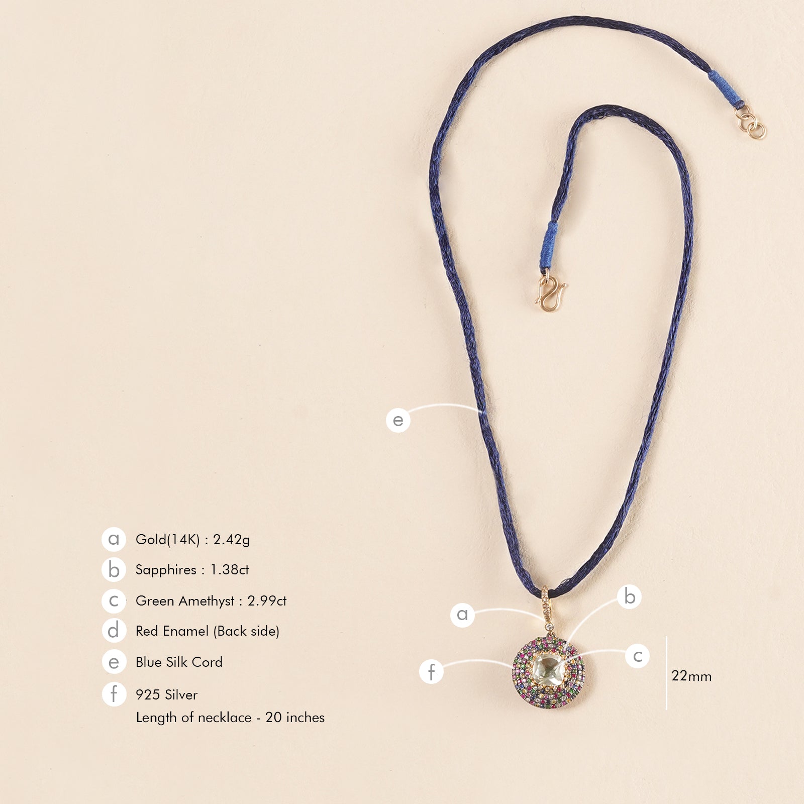 Sapphire and amethyst micro-pavé Felix orchid Pendant Necklace