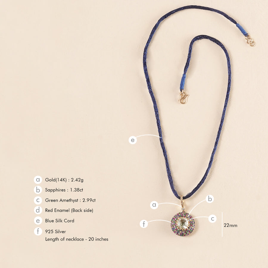 Sapphire and amethyst micro-pavé Felix orchid Pendant Necklace