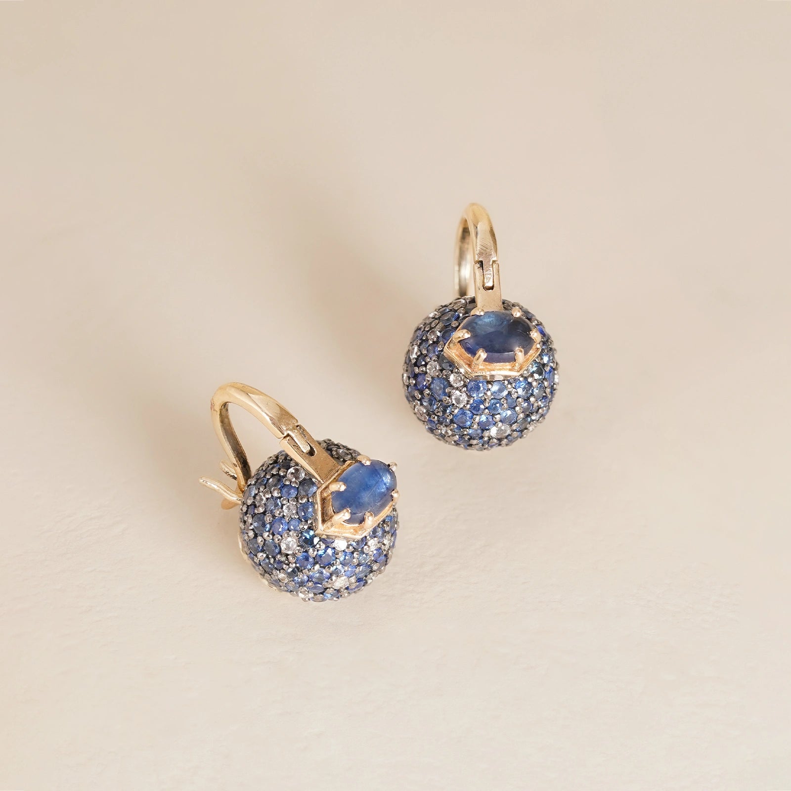 14K gold sapphire and iolite micro-pavé Jude sky earrings