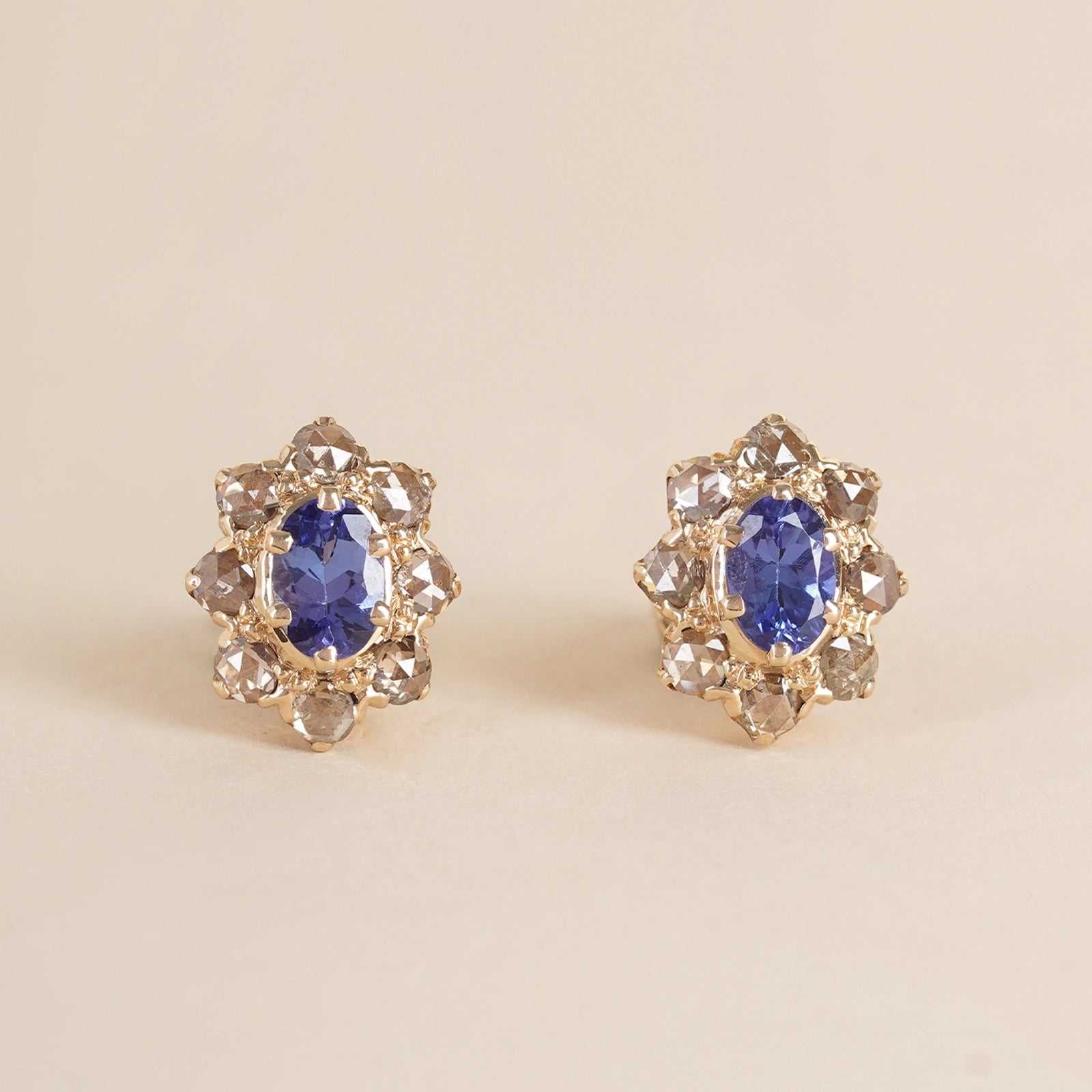 14K Gold diamond and tanzanite Juliana ear Studs