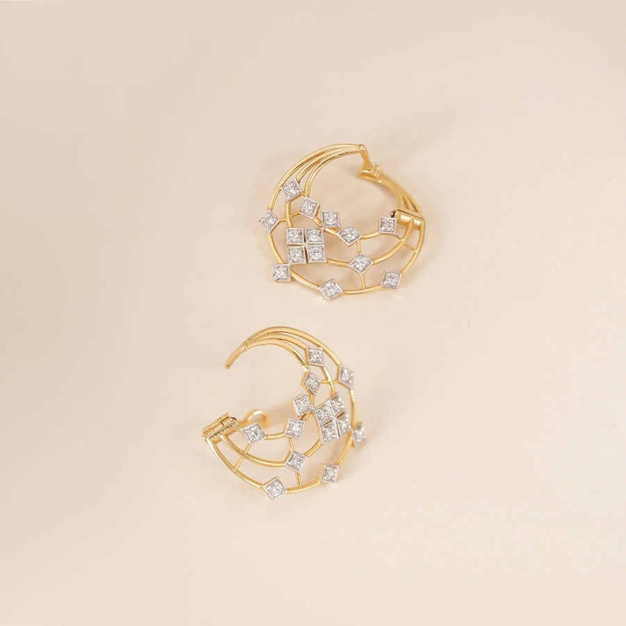 14K Gold and diamond Michelle hoop Earrings