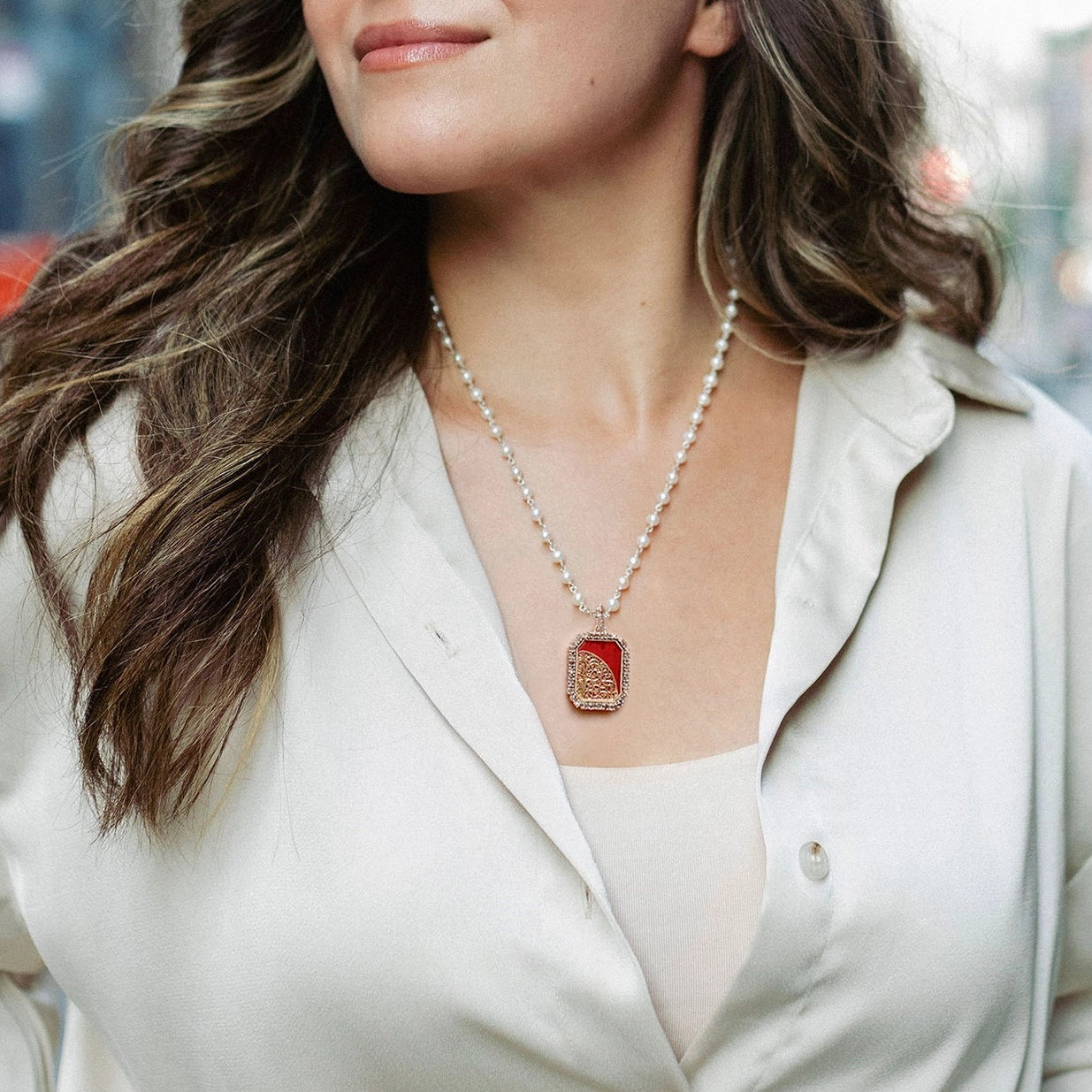 Tree of Life Pendant in crimson red