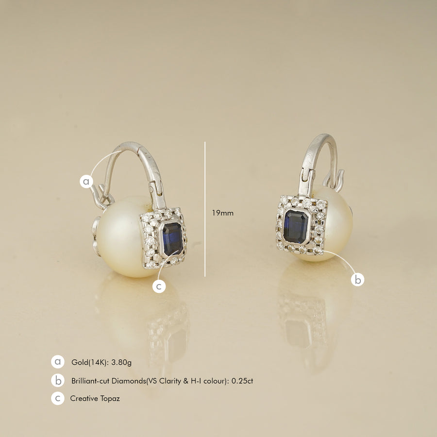 Belle South Sea Pearl Topaz Earrings