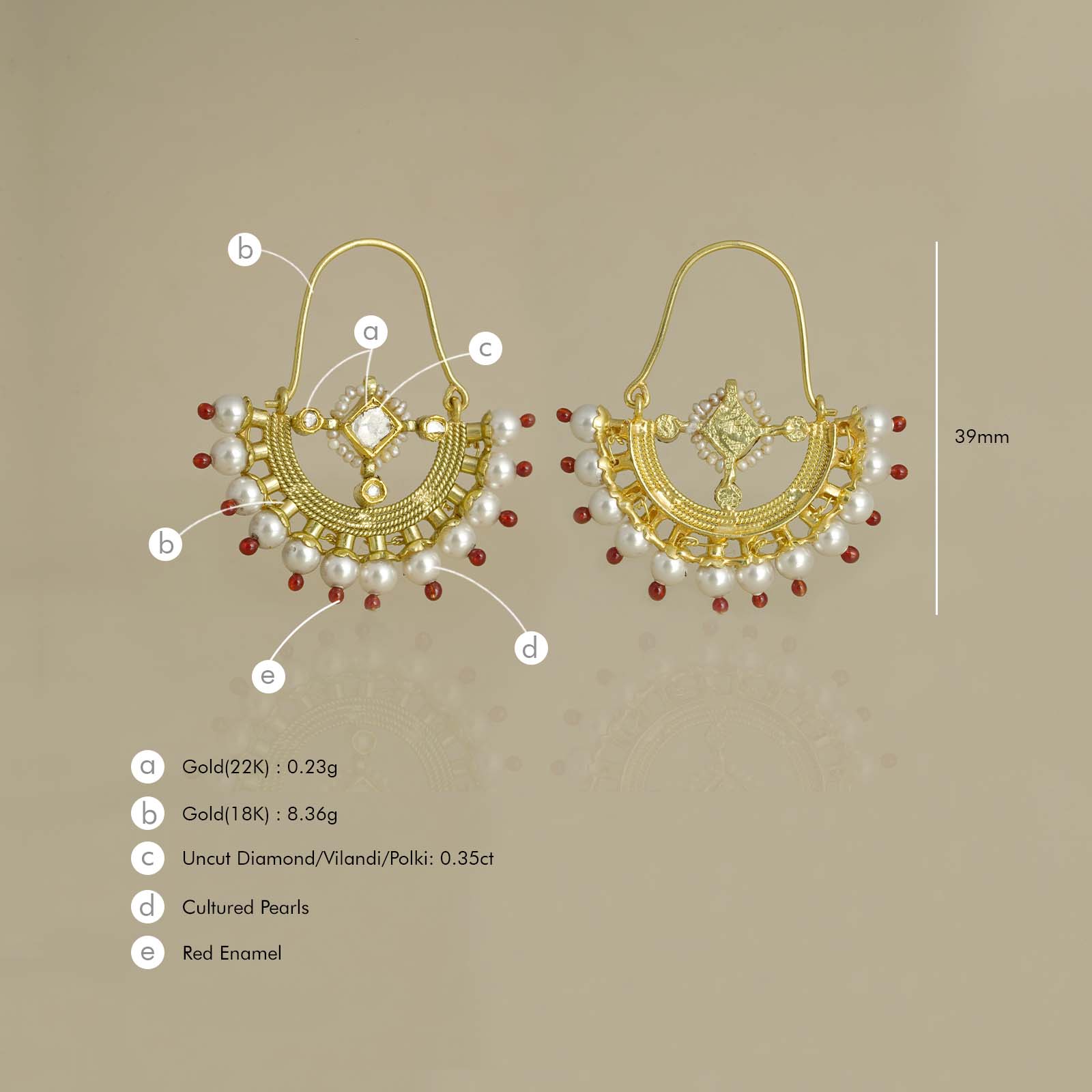 Gold Hoop Earrings With Spiral Design And Leaf Motif