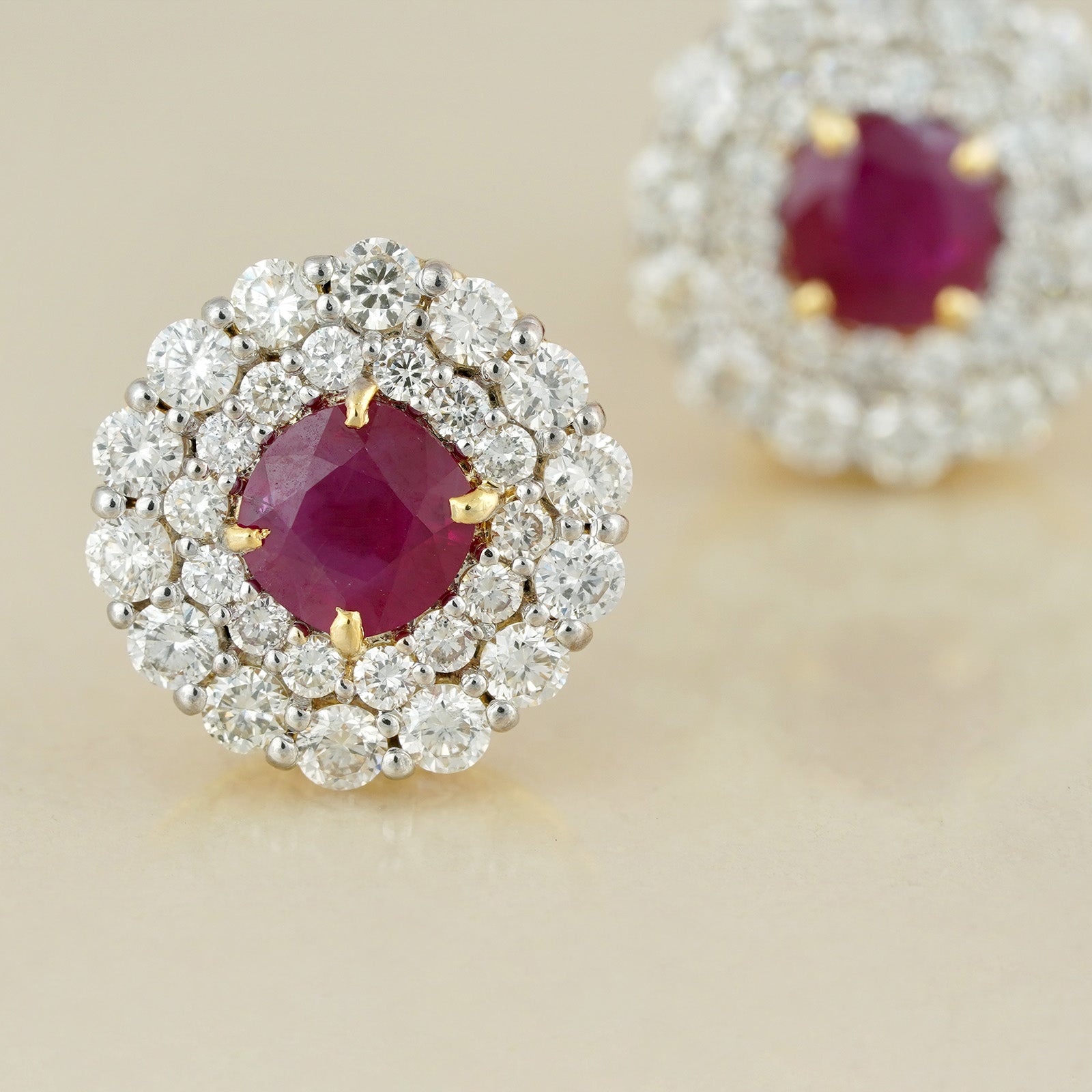 Ruby Diamond and Gold Earring Studs