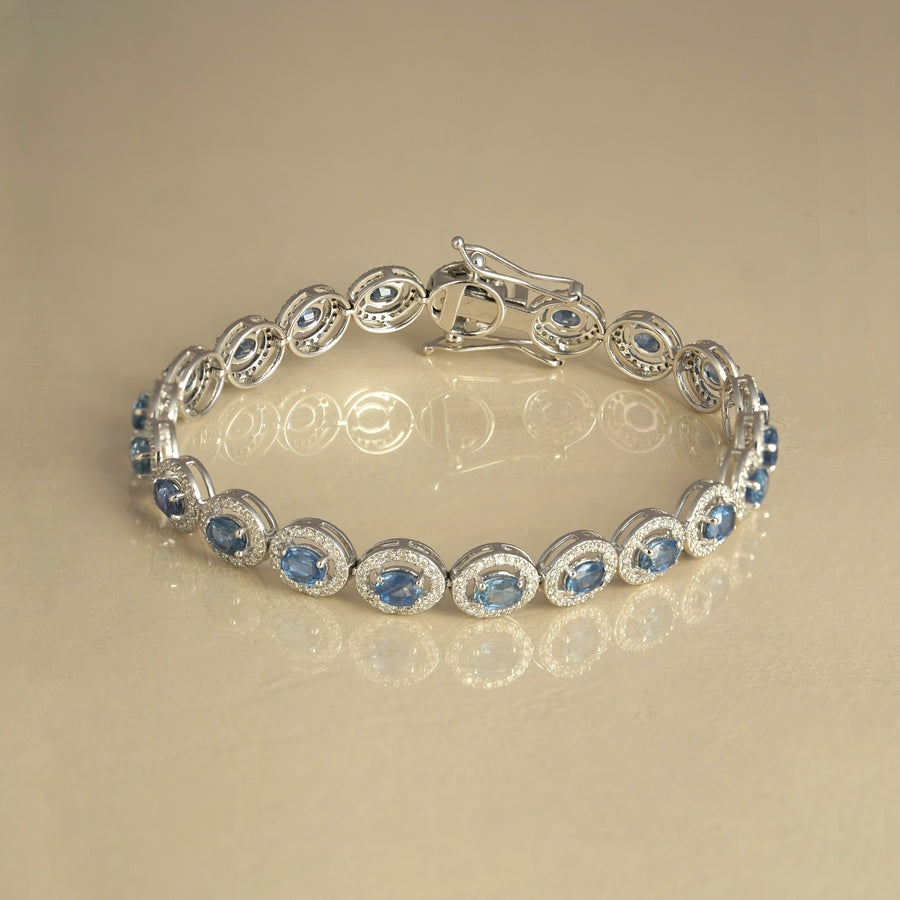  Blue Sapphire Gold and Diamond Bracelet