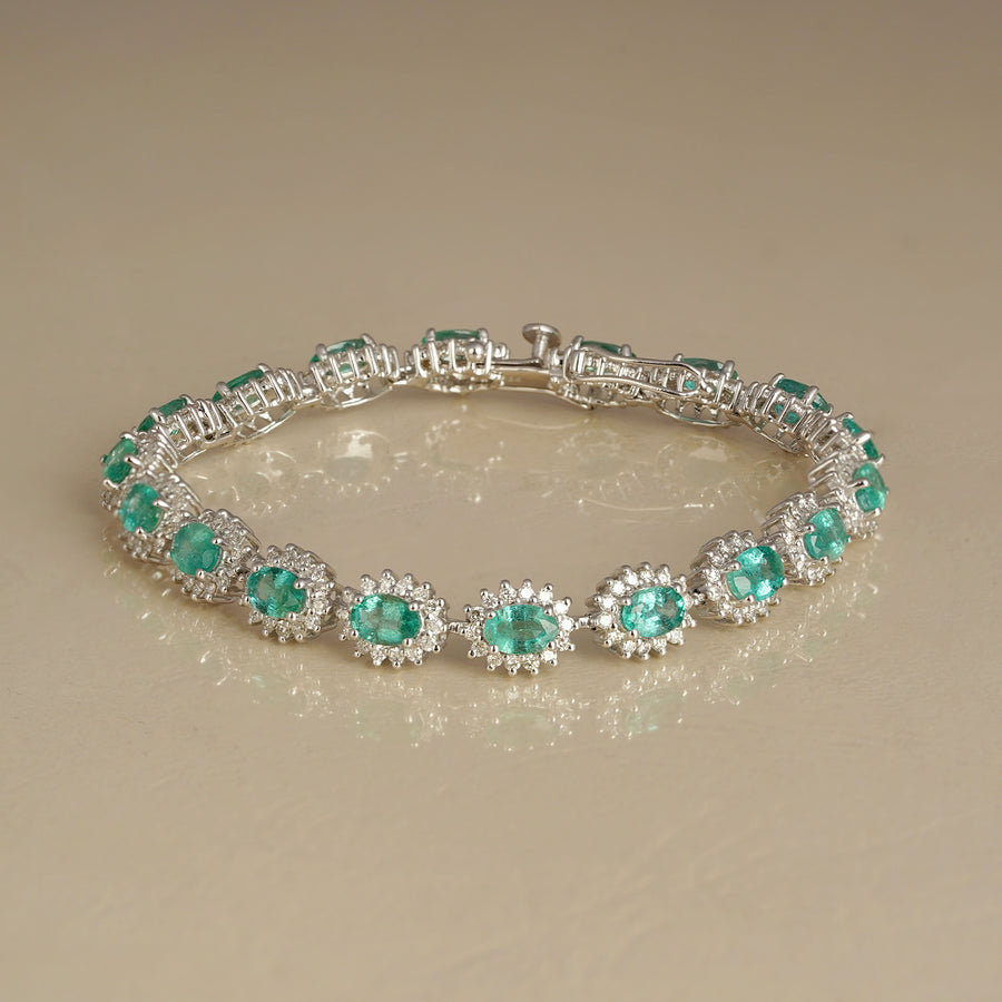 Gold Diamond and Emerald Bracelet